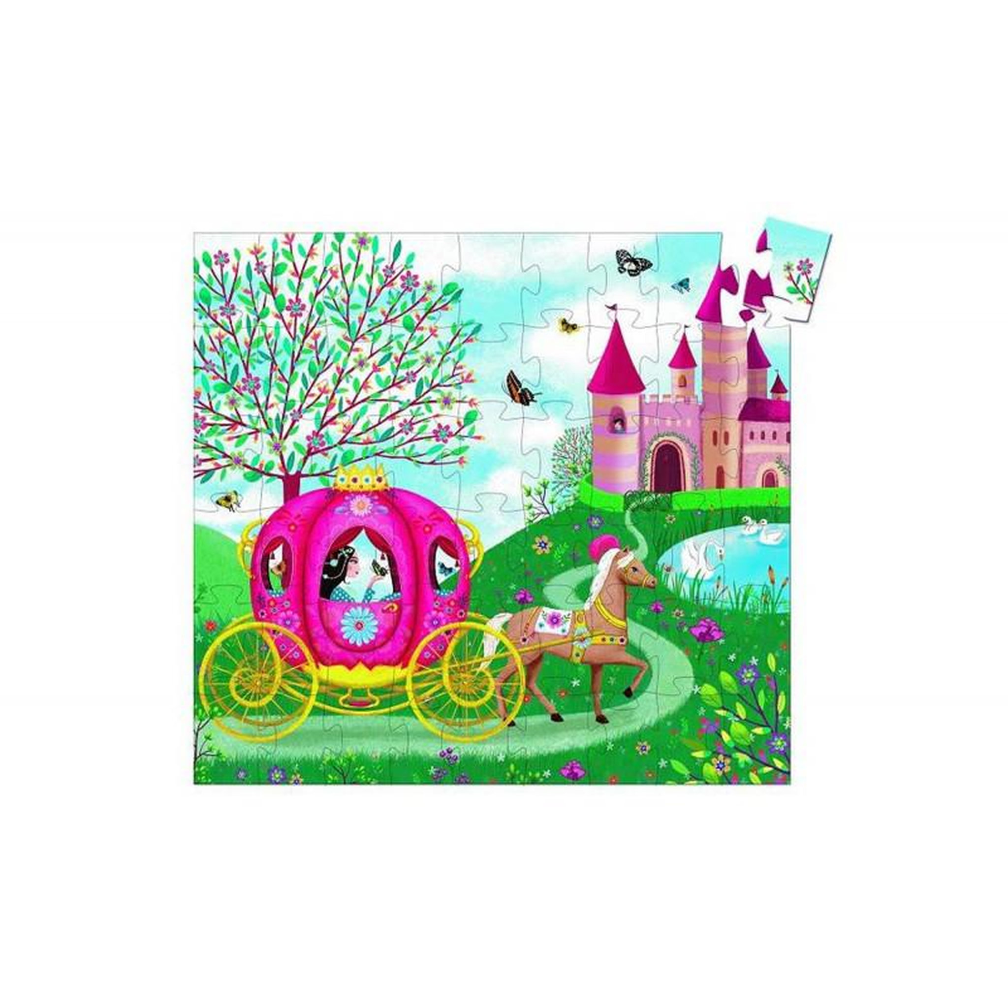 Djeco Puzzle 54 pièces Le Carrosse d’Élise – Djeco – Enfant – Thème Conte / Histoire – Haute qualité
