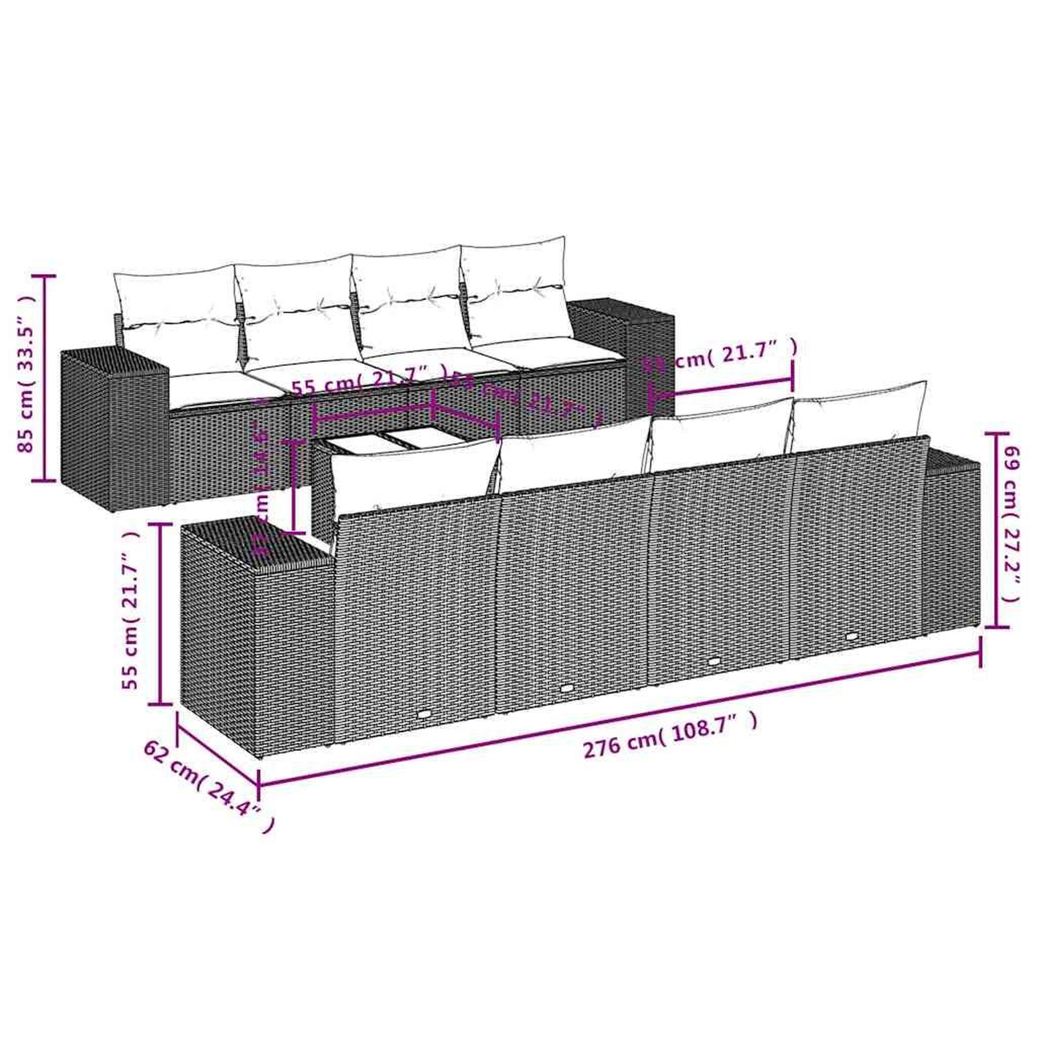 Voir la diapositive 6 : VIDAXL Salon de jardin 9 pcs avec coussins gris clair resine tressee