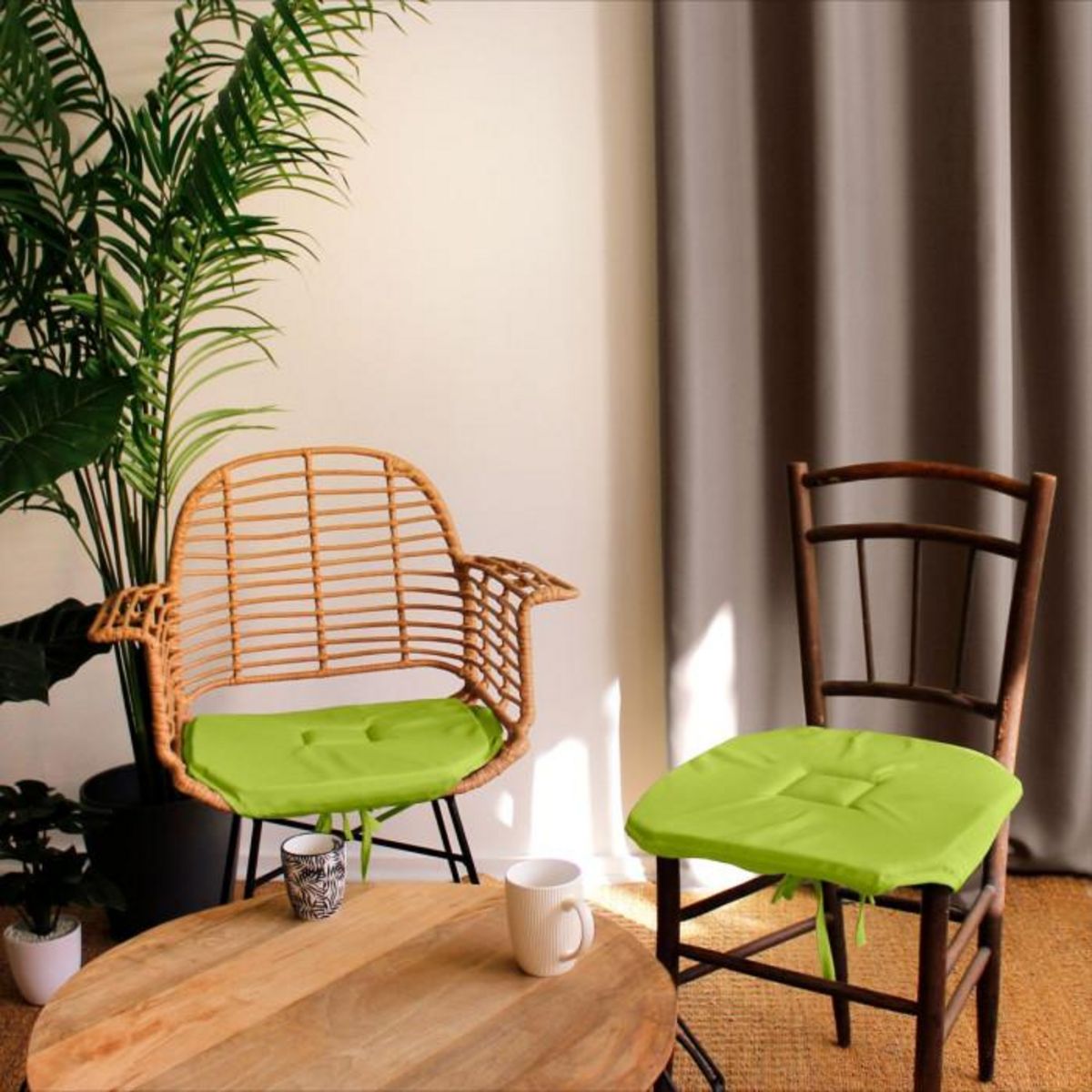 Paris Prix Galette de Chaise Uni  Basic  40x40cm Anis
