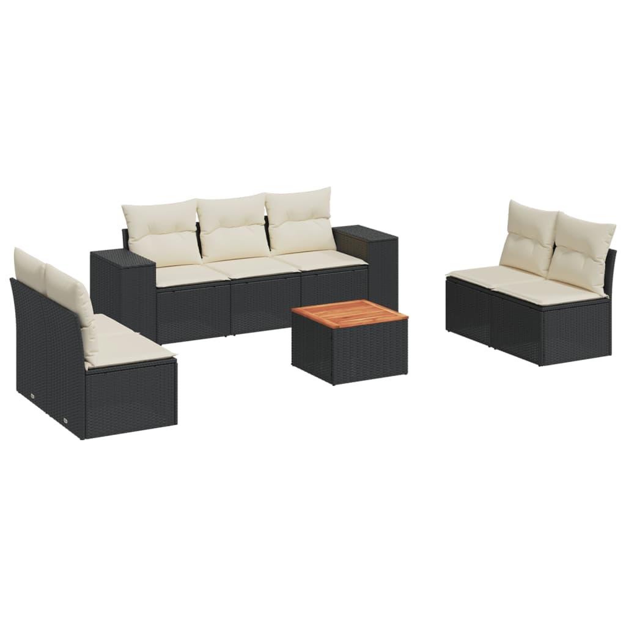 Voir la diapositive 2 : VIDAXL Salon de jardin 8 pcs avec coussins noir resine tressee