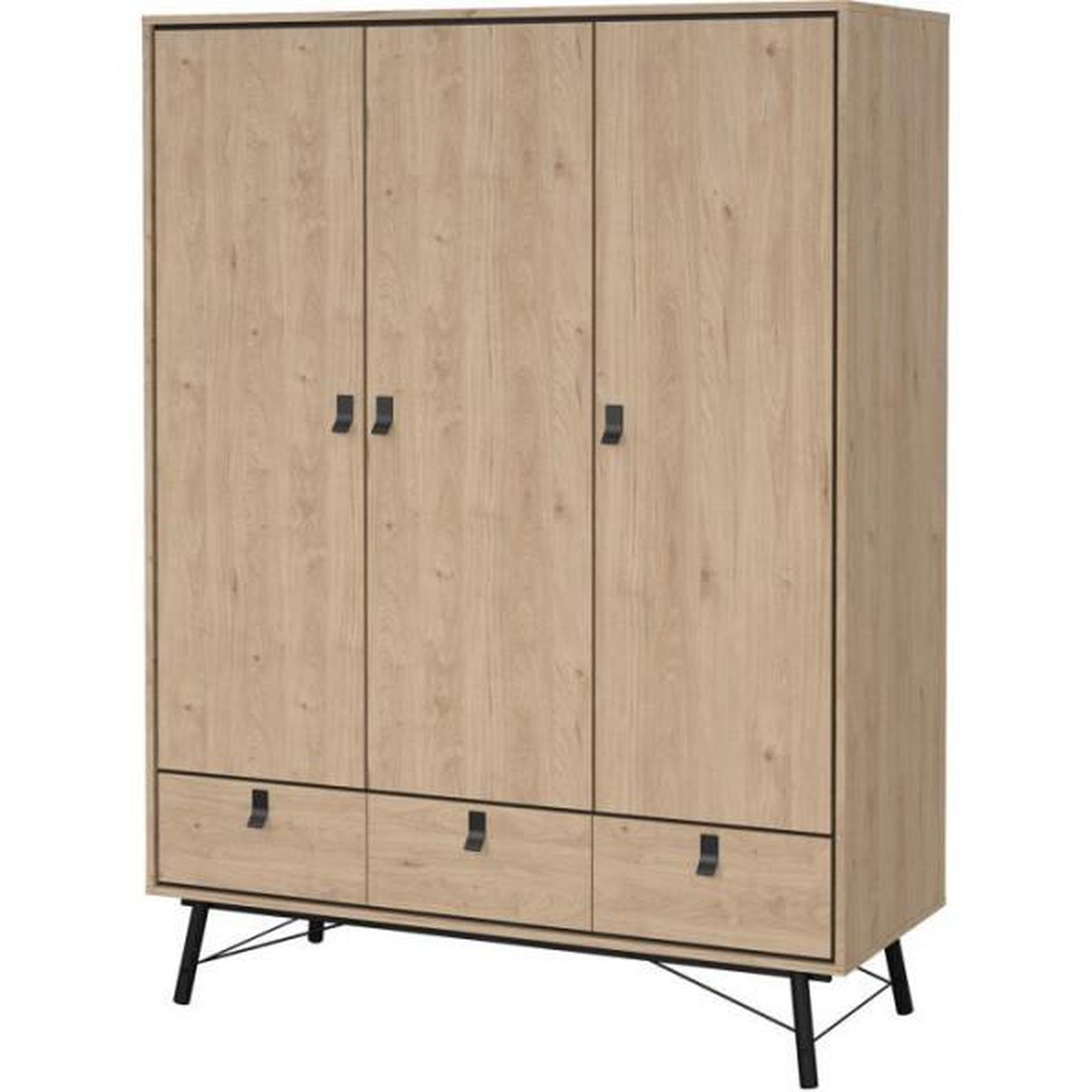 Voir la diapositive 5 : MARKET24 Armoire de chambre - RY - Chene Jackson Hickory - 3 portes - 3 tiroirs - 150,2 x 60,1 x 200,4 cm