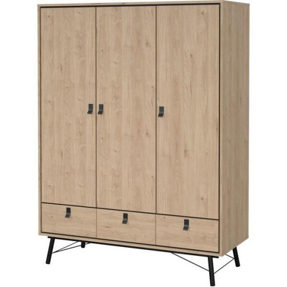 MARKET24 Armoire de chambre - RY - Chene Jackson Hickory - 3 portes - 3 tiroirs - 150,2 x 60,1 x 200,4 cm