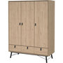 Voir la diapositive 5 : MARKET24 Armoire de chambre - RY - Chene Jackson Hickory - 3 portes - 3 tiroirs - 150,2 x 60,1 x 200,4 cm