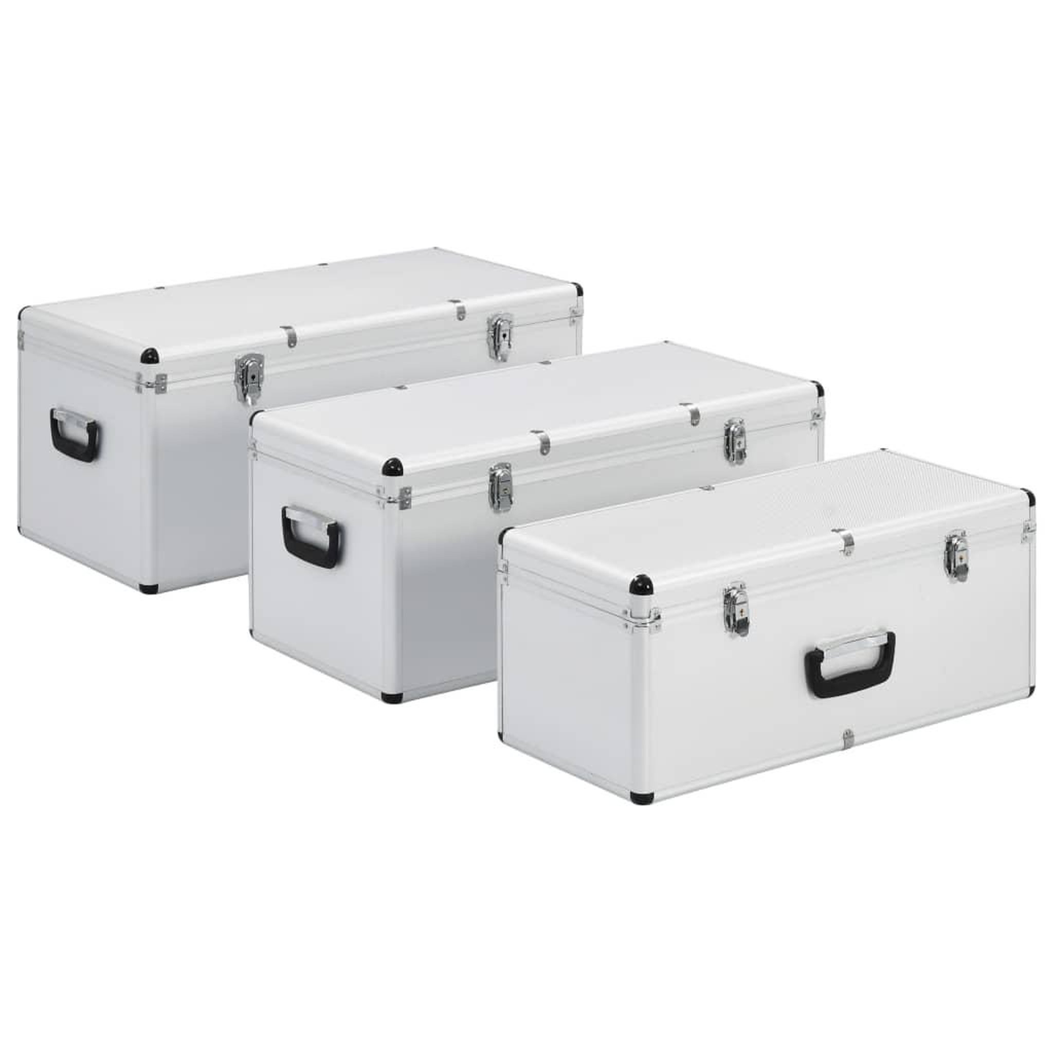 Voir la diapositive 2 : VIDAXL Boîtes de rangement 3 pcs Argente Aluminium