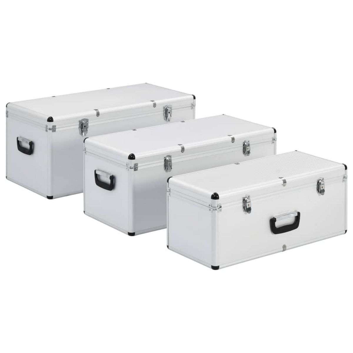 VIDAXL Boîtes de rangement 3 pcs Argente Aluminium