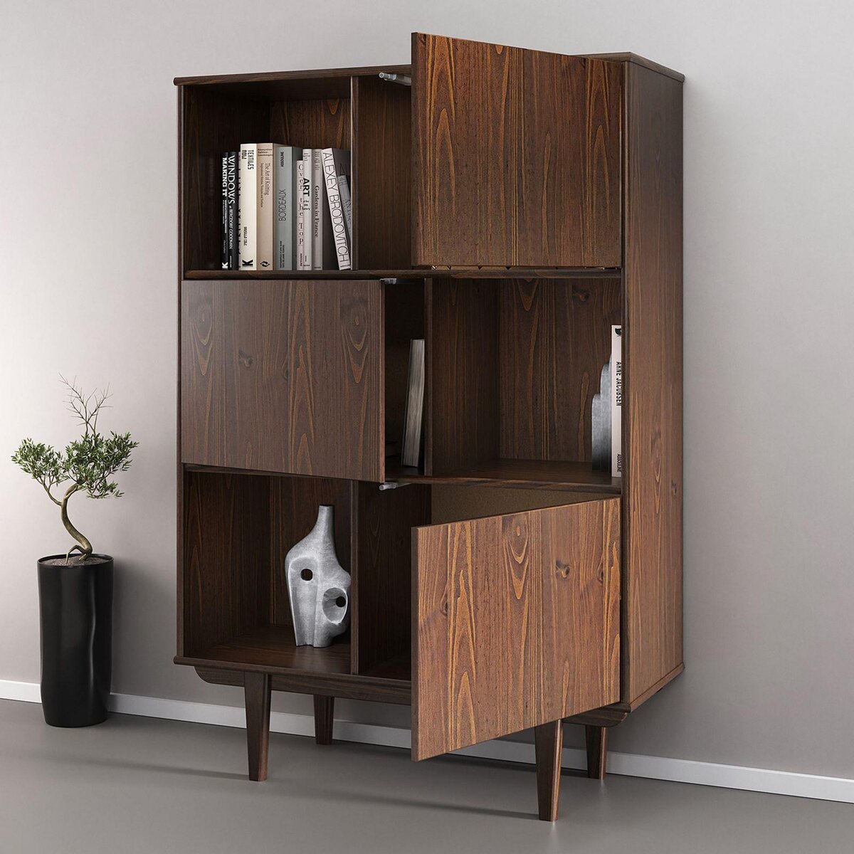 IDIMEX Buffet haut SIMONA H 139 cm en bois massif