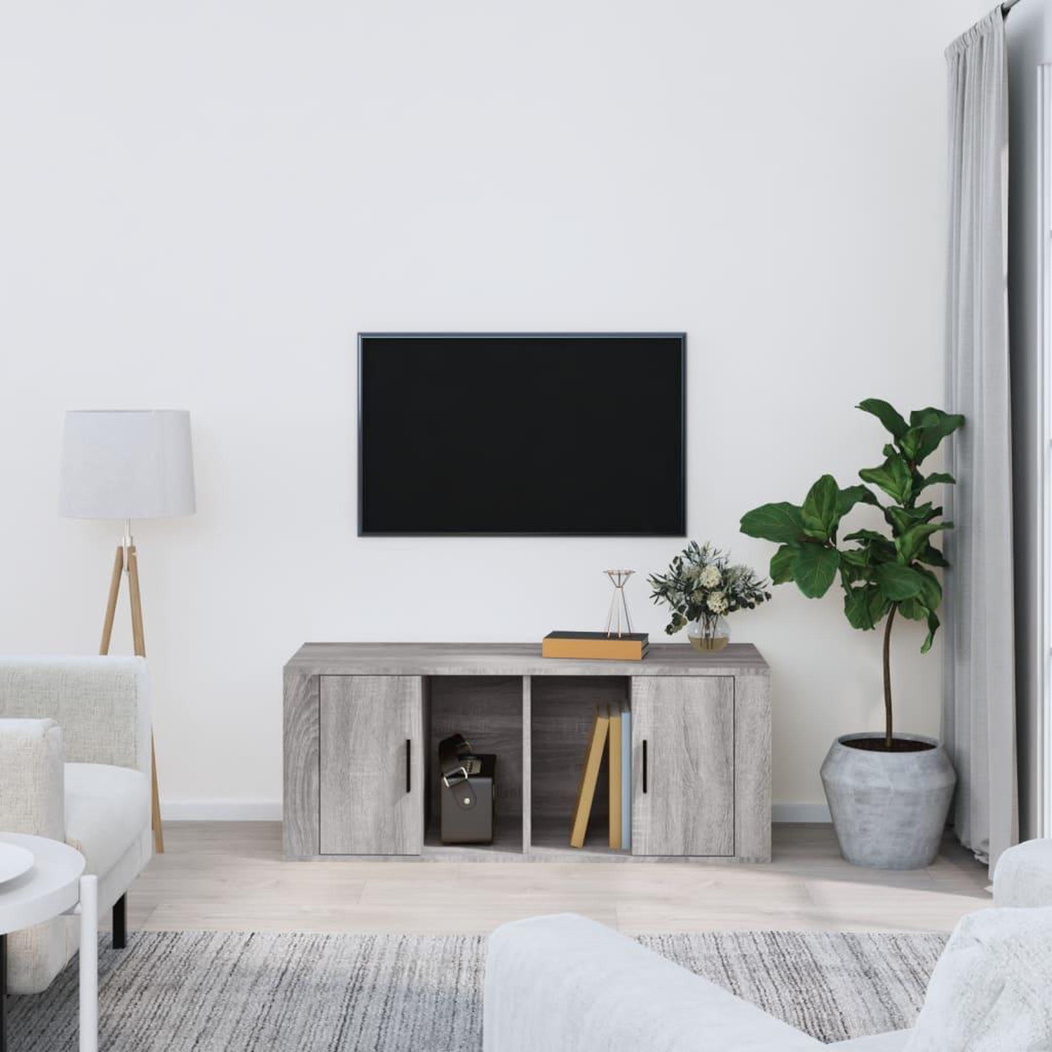 Voir la diapositive 1 : VIDAXL Meuble TV Sonoma gris 100x35x40 cm Bois d'ingenierie