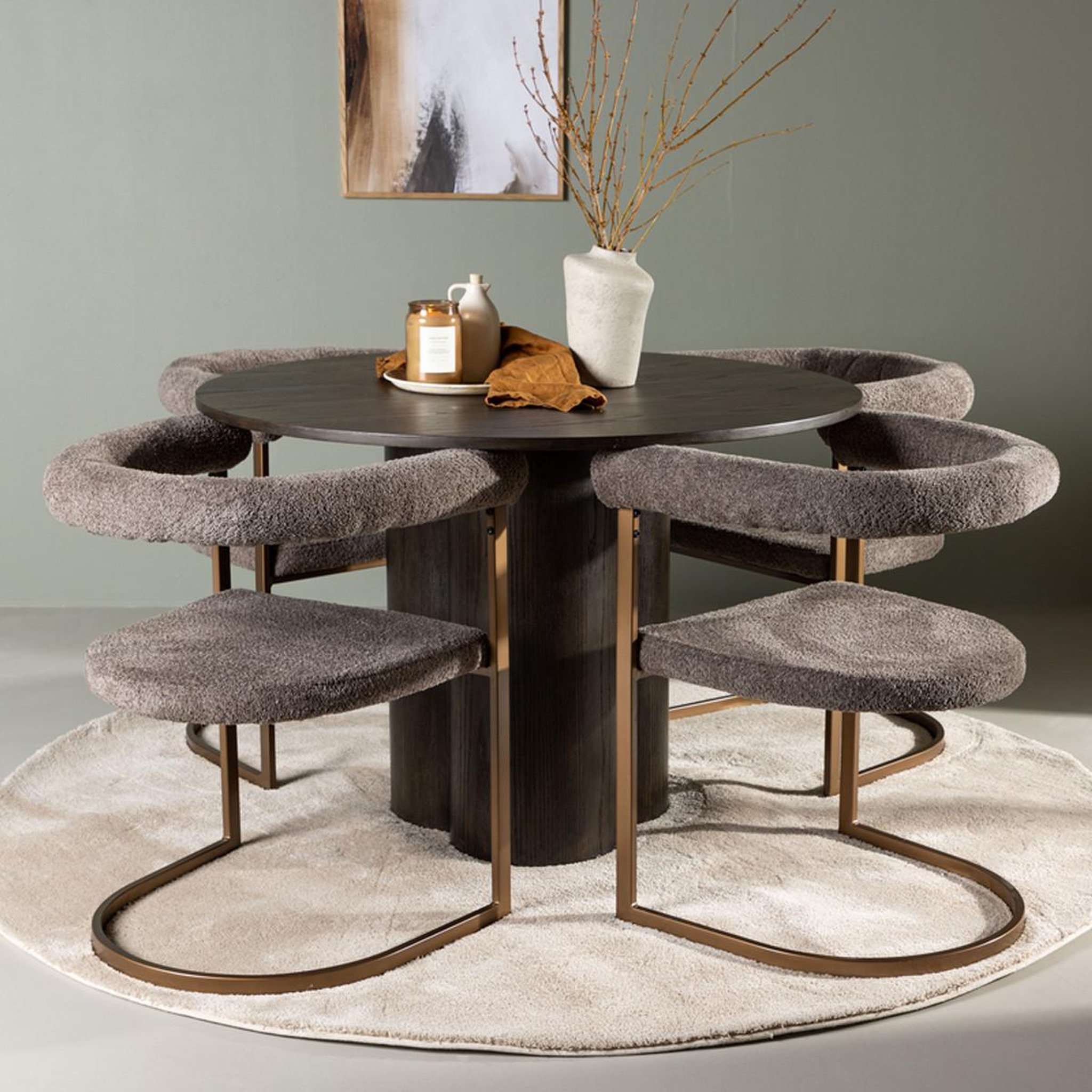 Voir la diapositive 6 : Paris Prix Ensemble table à manger & 4 chaises  olivia & morning  110cm moka & marron