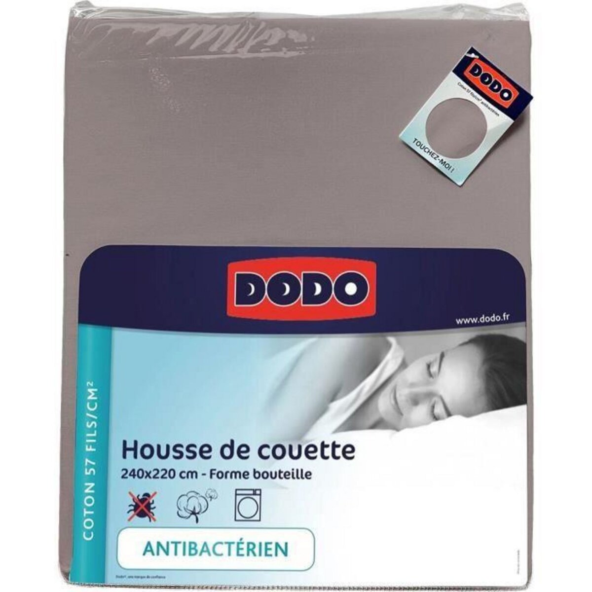 HOUSSE DE COUETTE DODO - TAUPE - 220x240 cm pas cher 