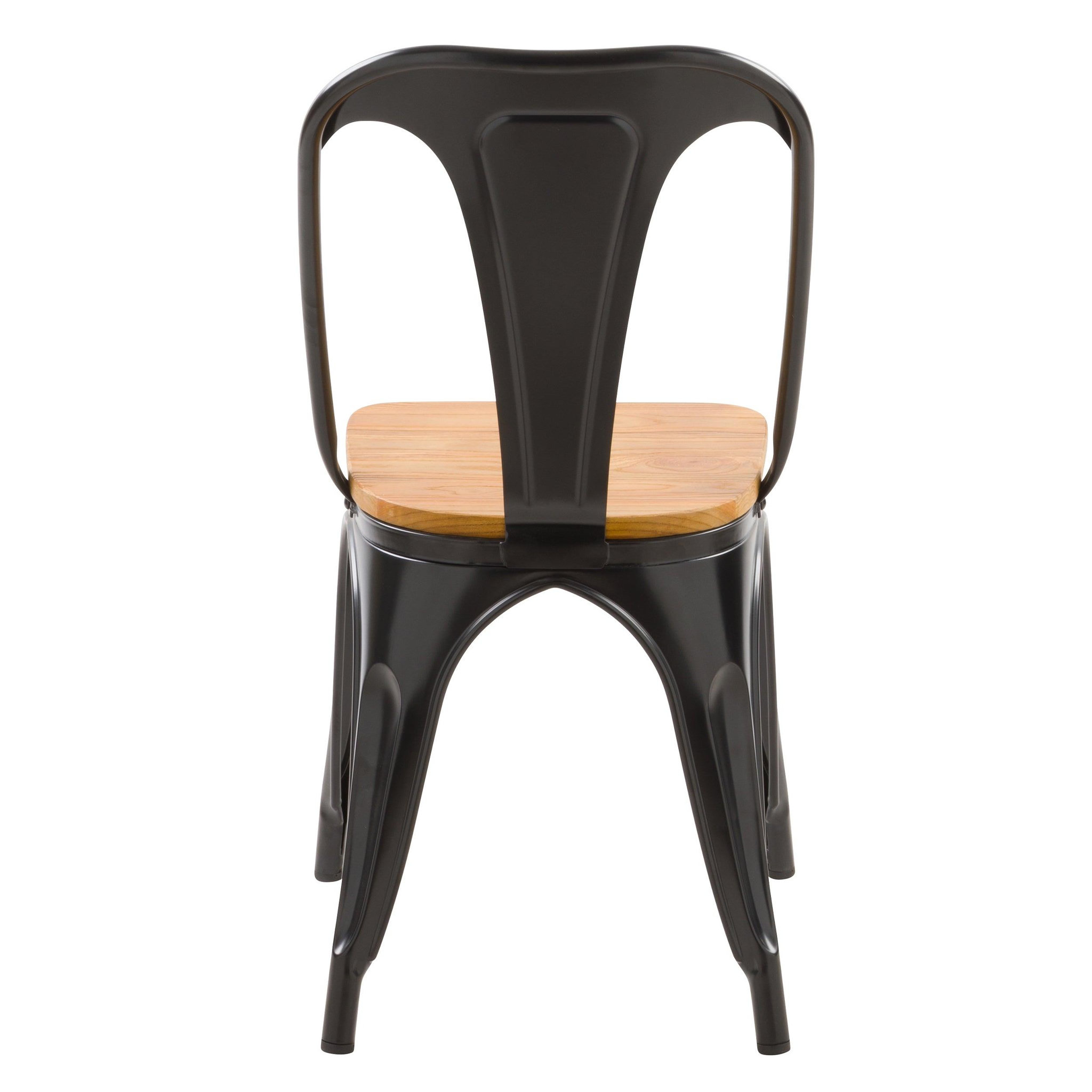Voir la diapositive 3 : MAISON PAVANE Lot de 2 chaises en métal noir et bois d'orme-yoanna