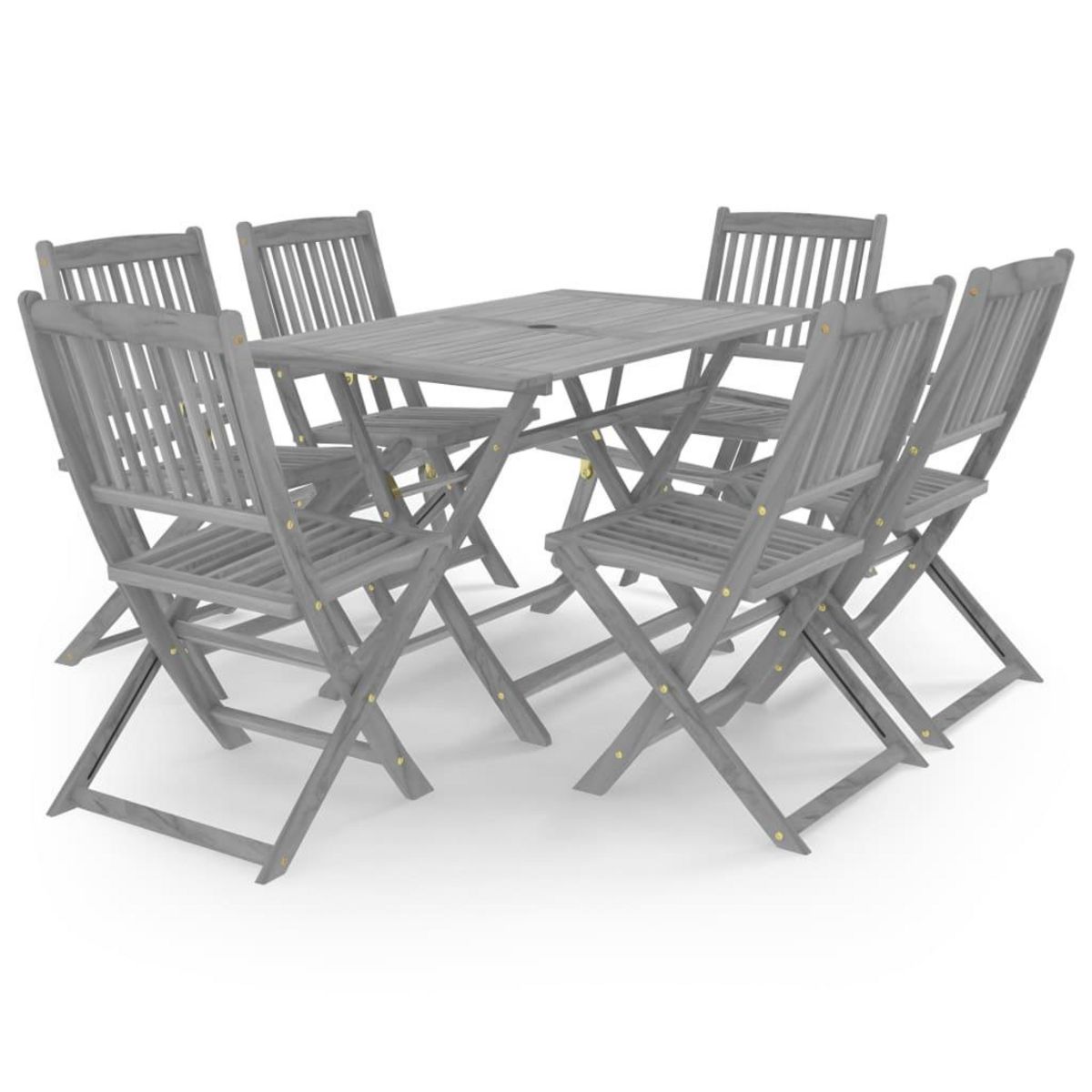VIDAXL Ensemble a manger de jardin 7 pcs Bois d'acacia massif Gris