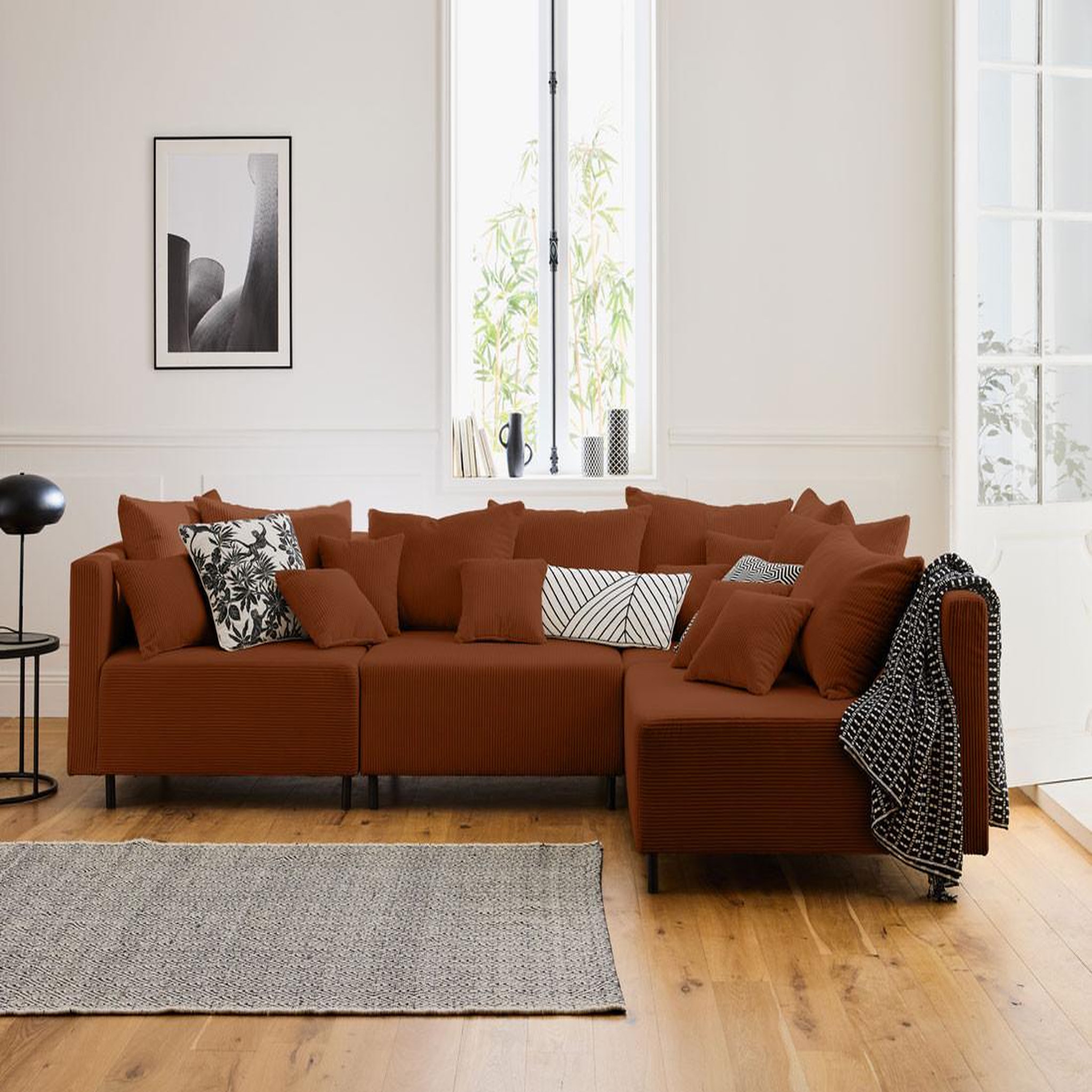 Voir la diapositive 2 : BEST MOBILIER Edinburg - module d'assise - en velours côtelé