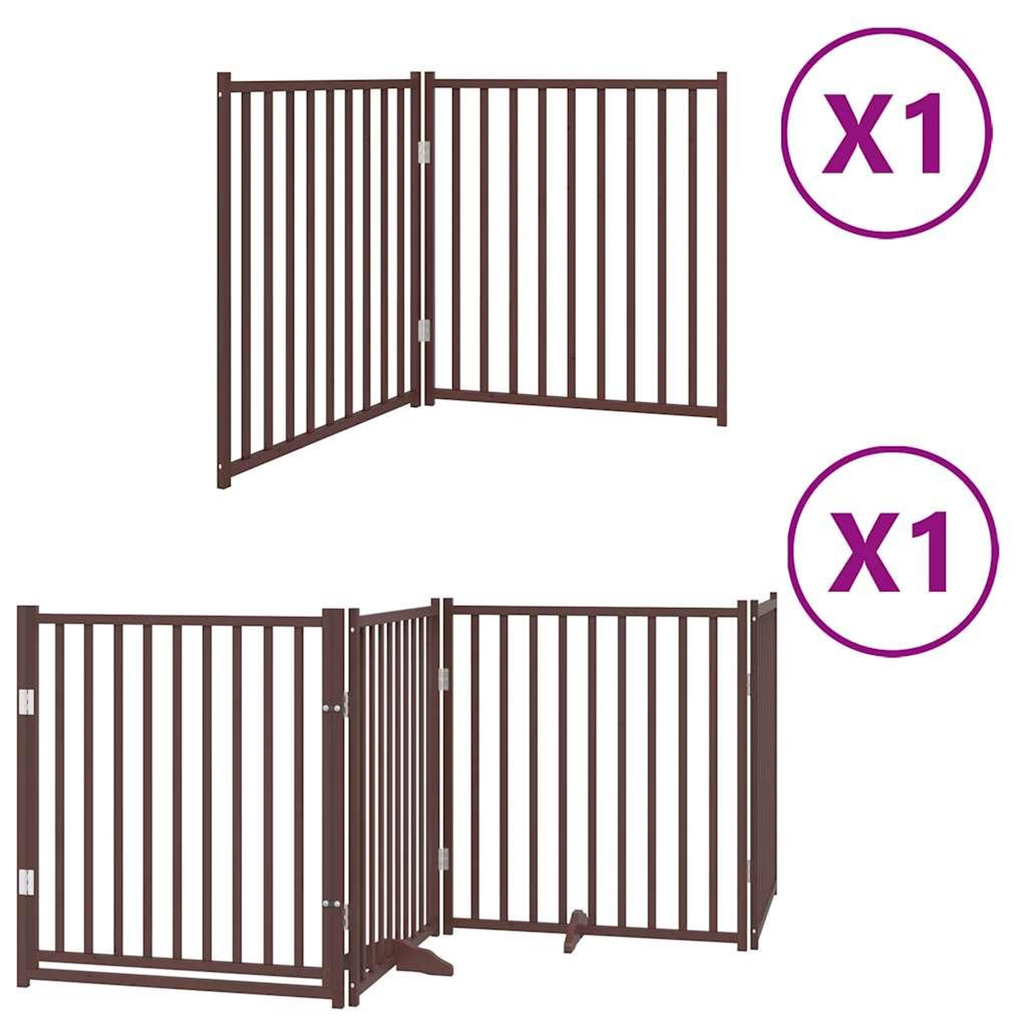 Voir la diapositive 2 : VIDAXL Barriere pour chien avec porte pliable 6 panneaux bois peuplier