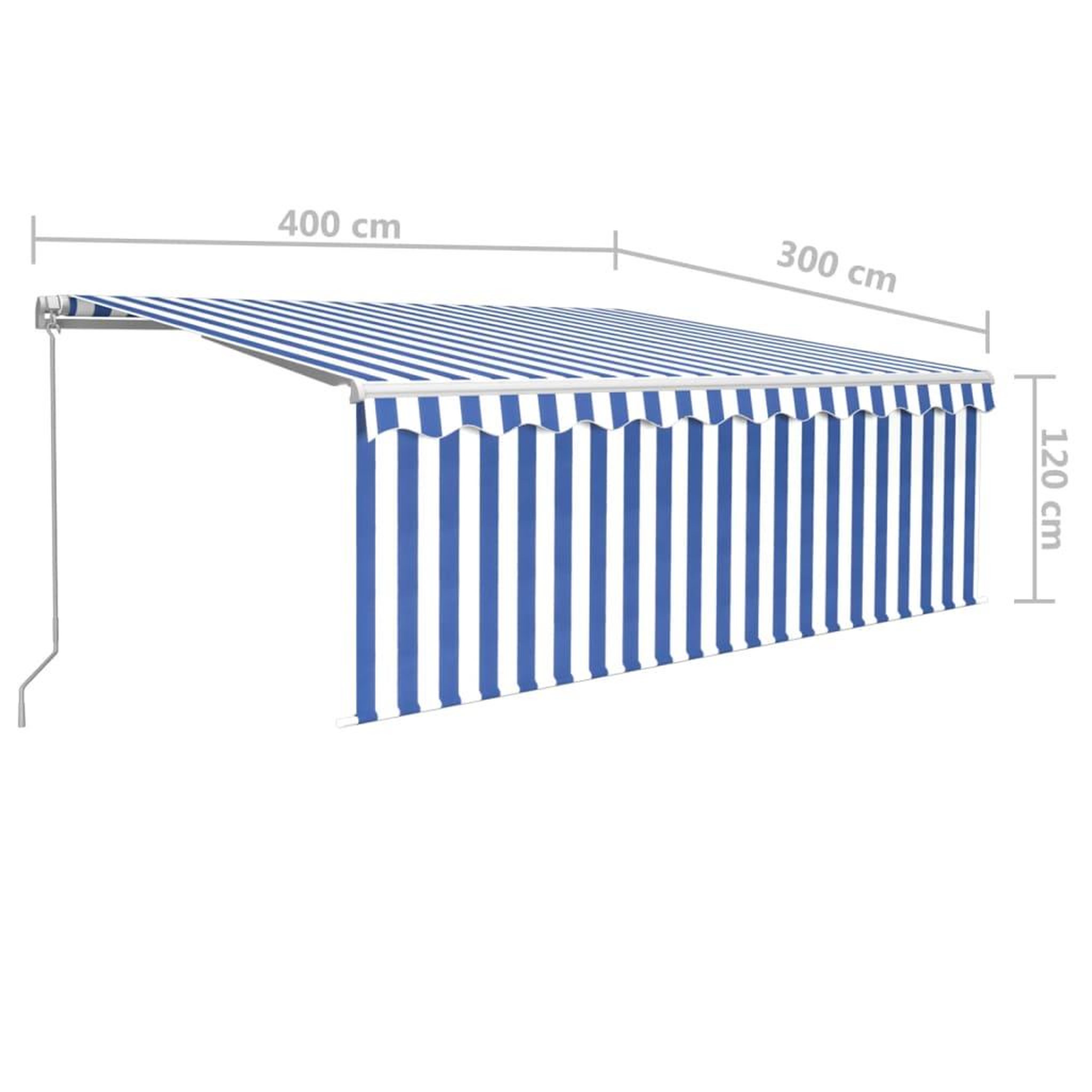 Voir la diapositive 6 : VIDAXL Auvent manuel retractable avec store et LED 4x3 m Bleu et blanc