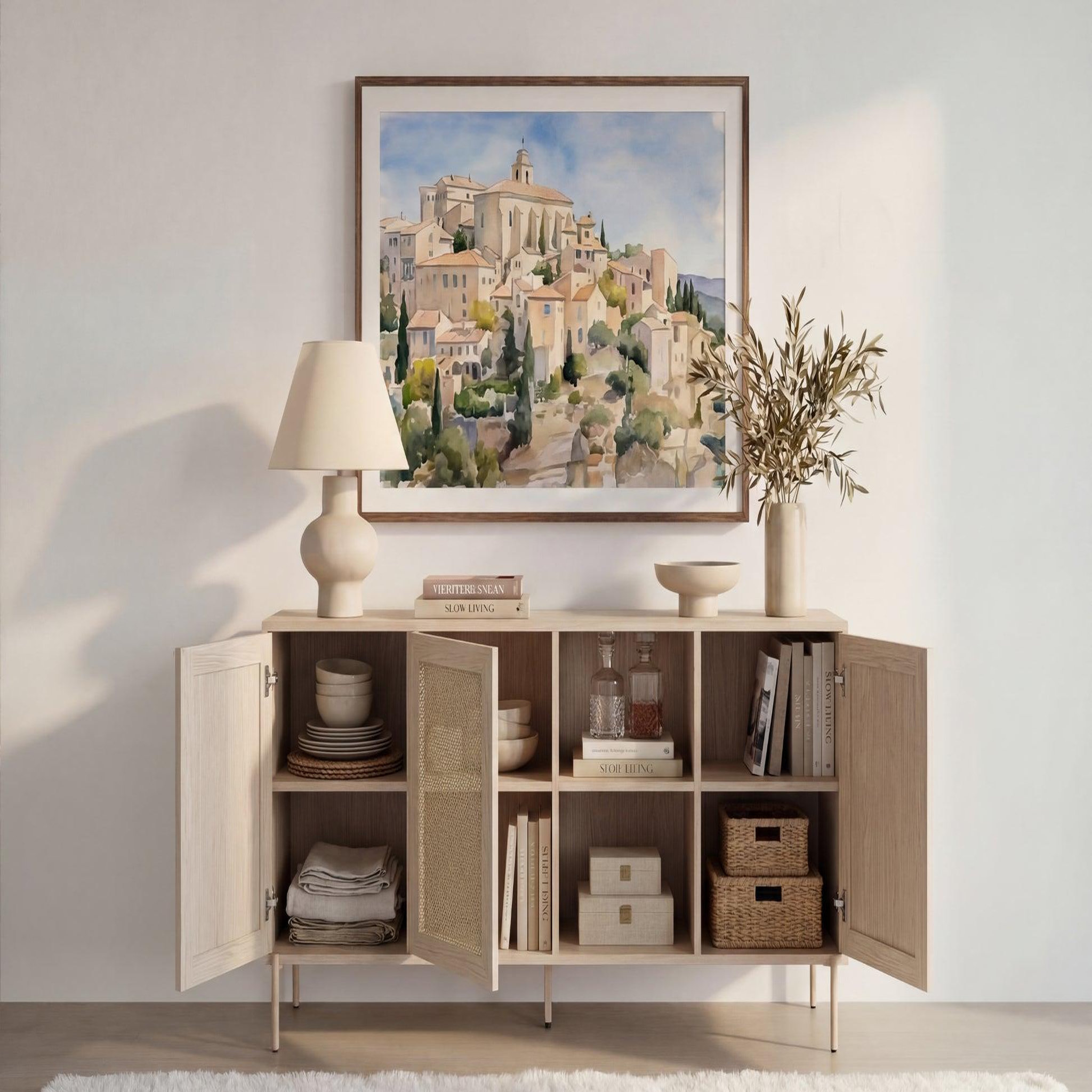 Voir la diapositive 4 : CASANOVA PARIS Vira - buffet 164cm en mélamine beige