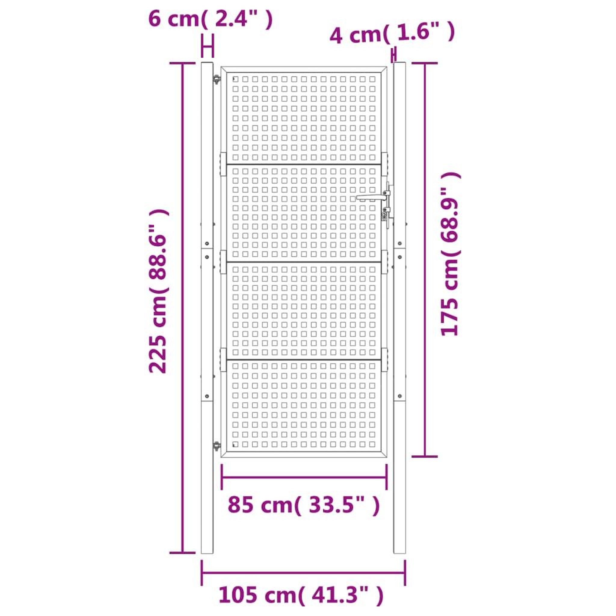 Voir la diapositive 6 : VIDAXL Portail de jardin anthracite 105x225 cm acier