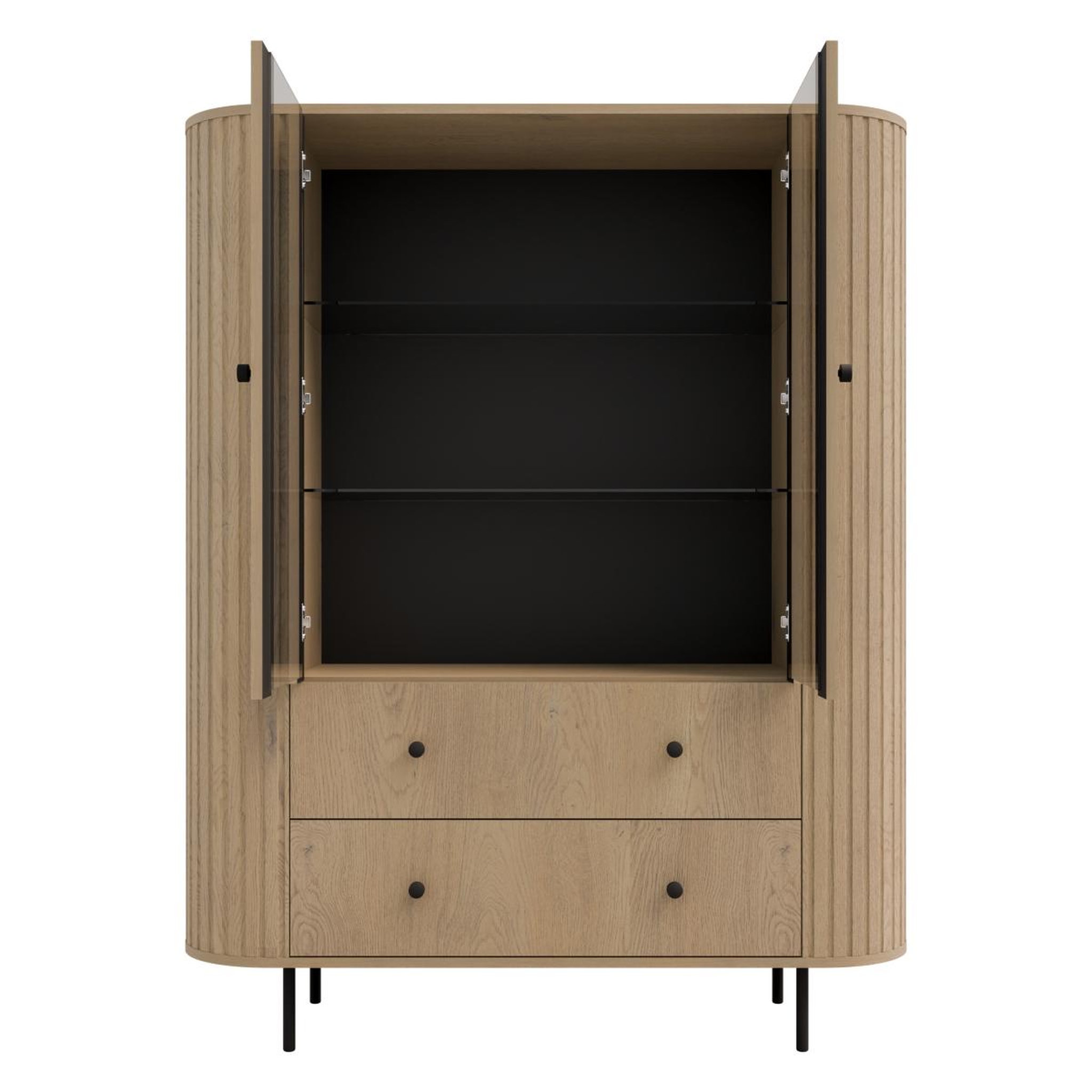 Voir la diapositive 3 : JLC KREATION Vitrine moderne 2 portes en bois forme arrondie lilio