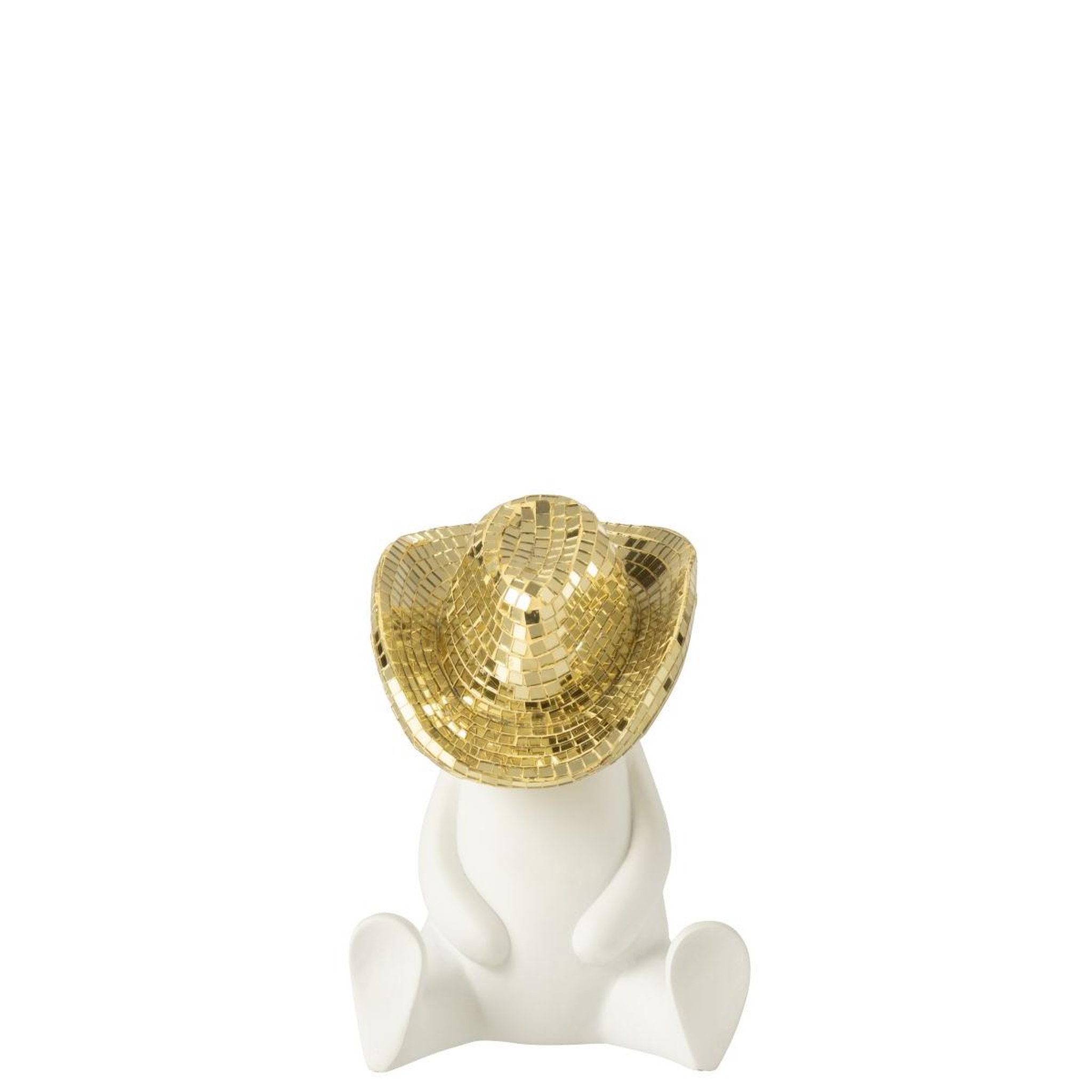 Voir la diapositive 2 : J-LINE Statuette cowboy en résine  mosaïque  18cm blanc