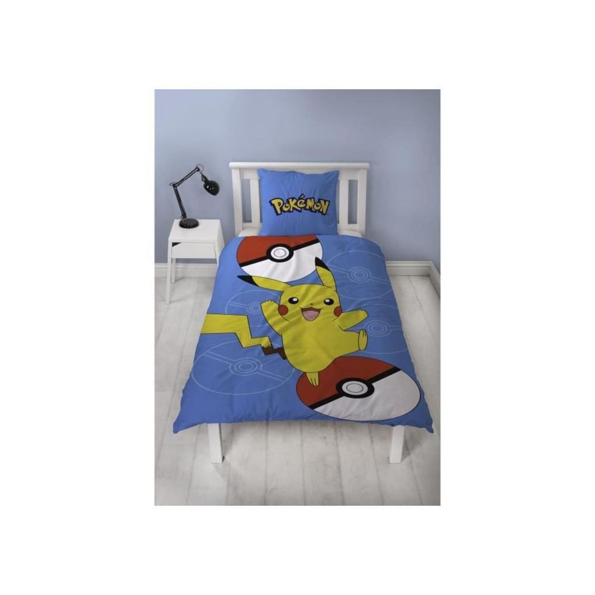 Pokemon Parure de lit - POKEMON - Pikachu III - Microfibre - 1 housse de couette 140 x 200 cm + 1 taie 63 x 63 cm