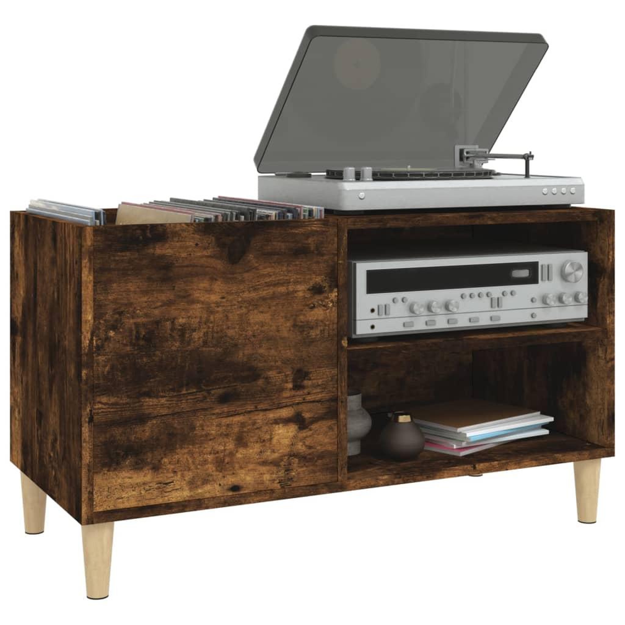 Voir la diapositive 4 : VIDAXL Armoire a disques chene fume 84,5x38x48 cm bois d'ingenierie