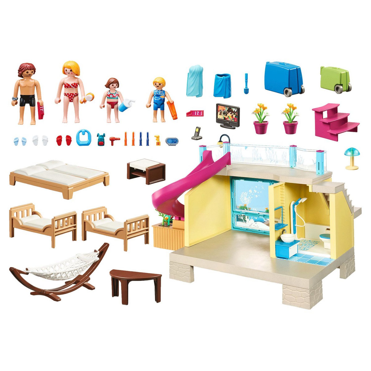 PLAYMOBIL 70435 - Family Fun - Bungalow avec piscine