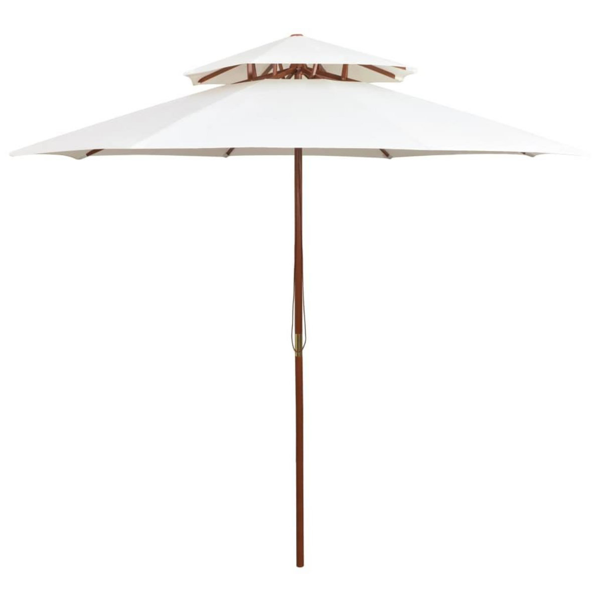 VIDAXL Parasol a deux etages avec poteau en bois blanc creme