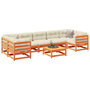 Voir la diapositive 1 : VIDAXL Salon de jardin 8 pcs avec coussins marron cire bois pin massif
