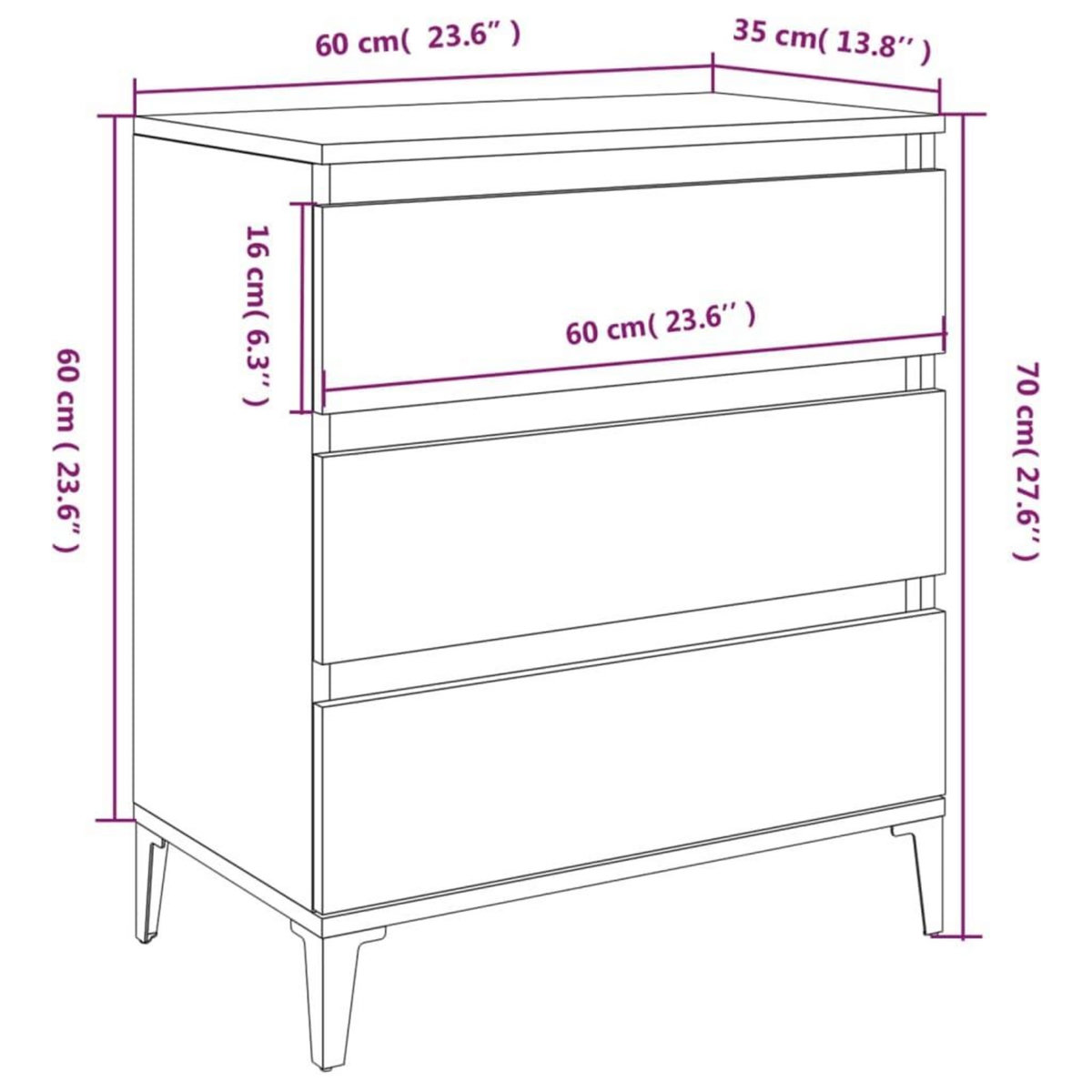 VIDAXL Buffet Noir 60x35x70 cm Bois d'ingenierie