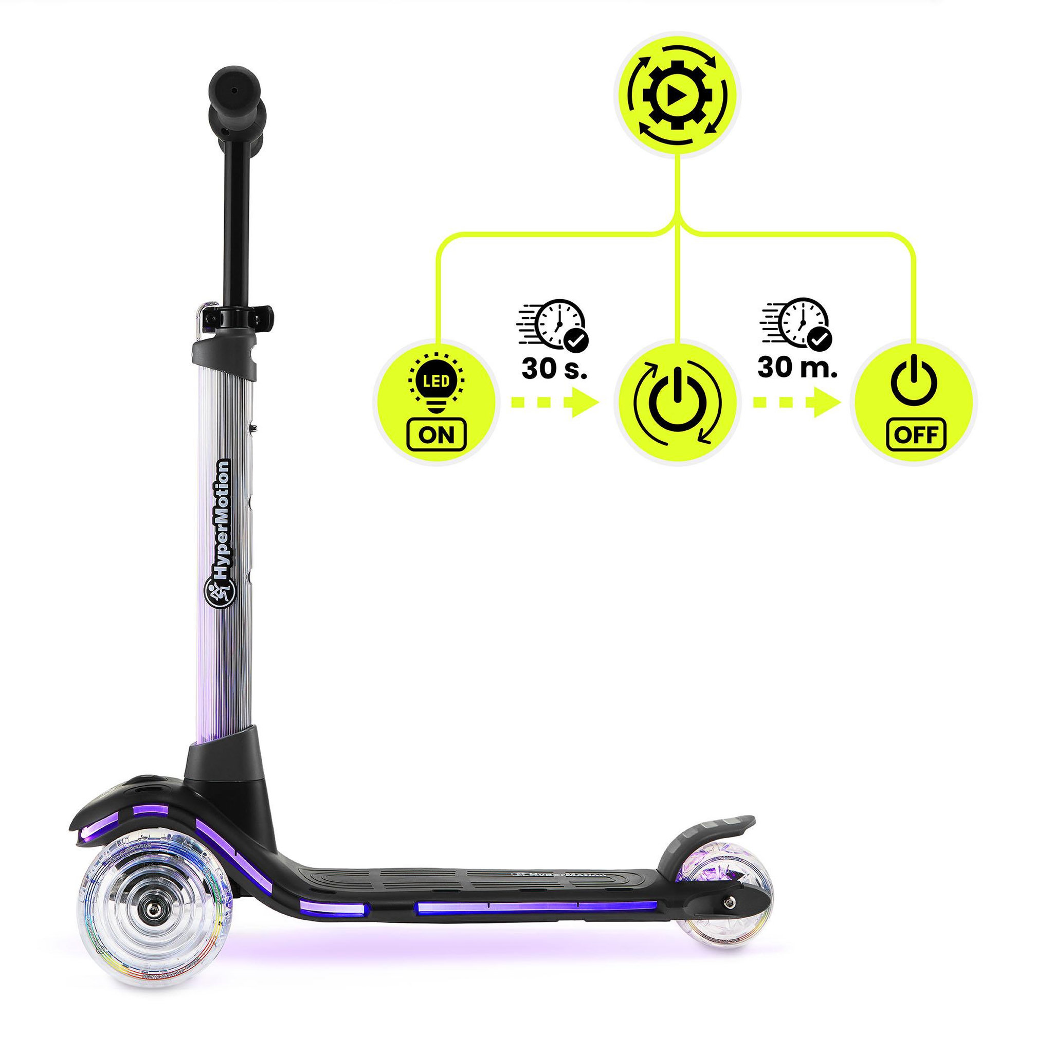 Voir la diapositive 5 : HYPERMOTION Trottinette 3 roues HyperMotion BECKY LED RGB noire pour enfants