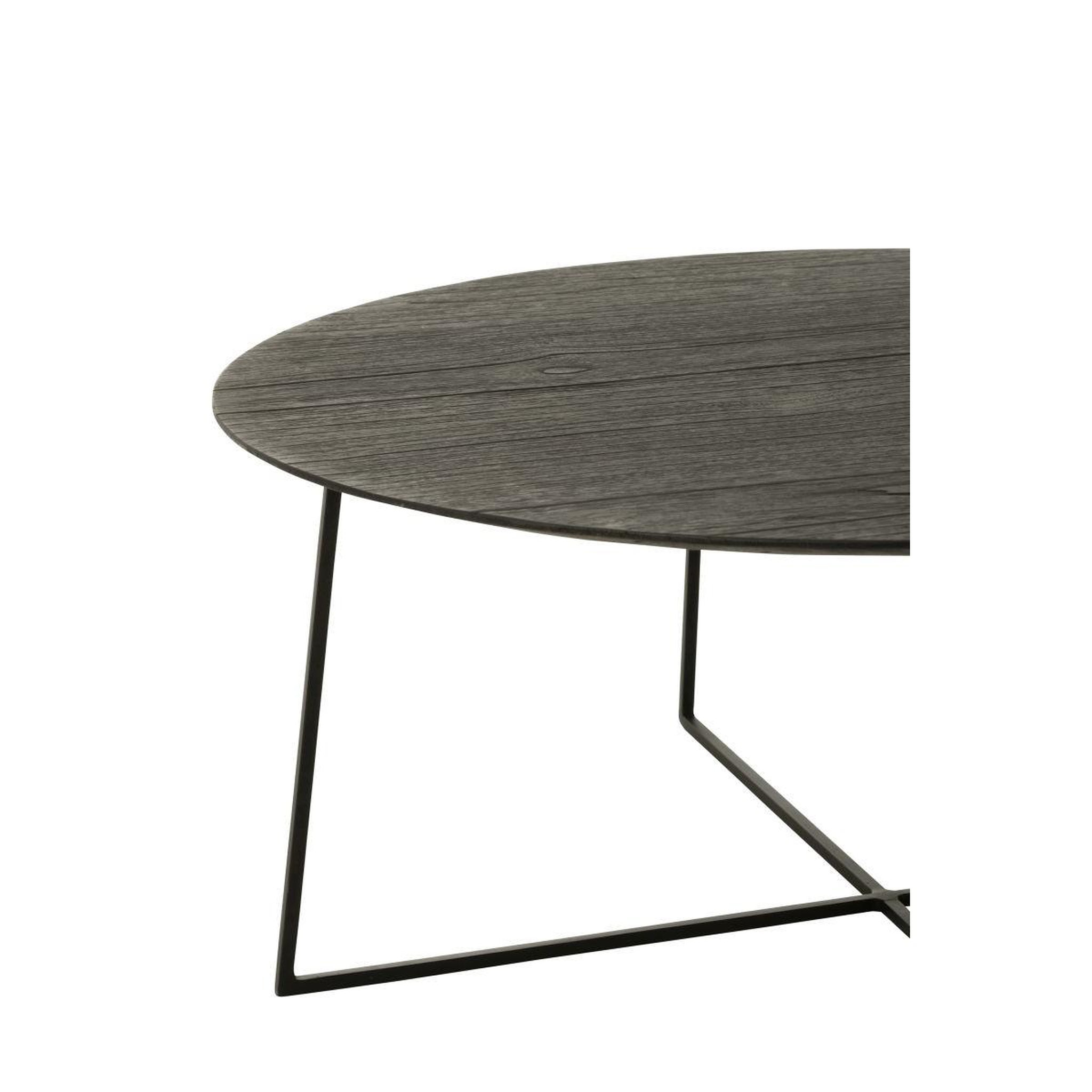 Voir la diapositive 5 : J-LINE Lot de 2 tables basses gigognes en teck  lucille  80cm noir
