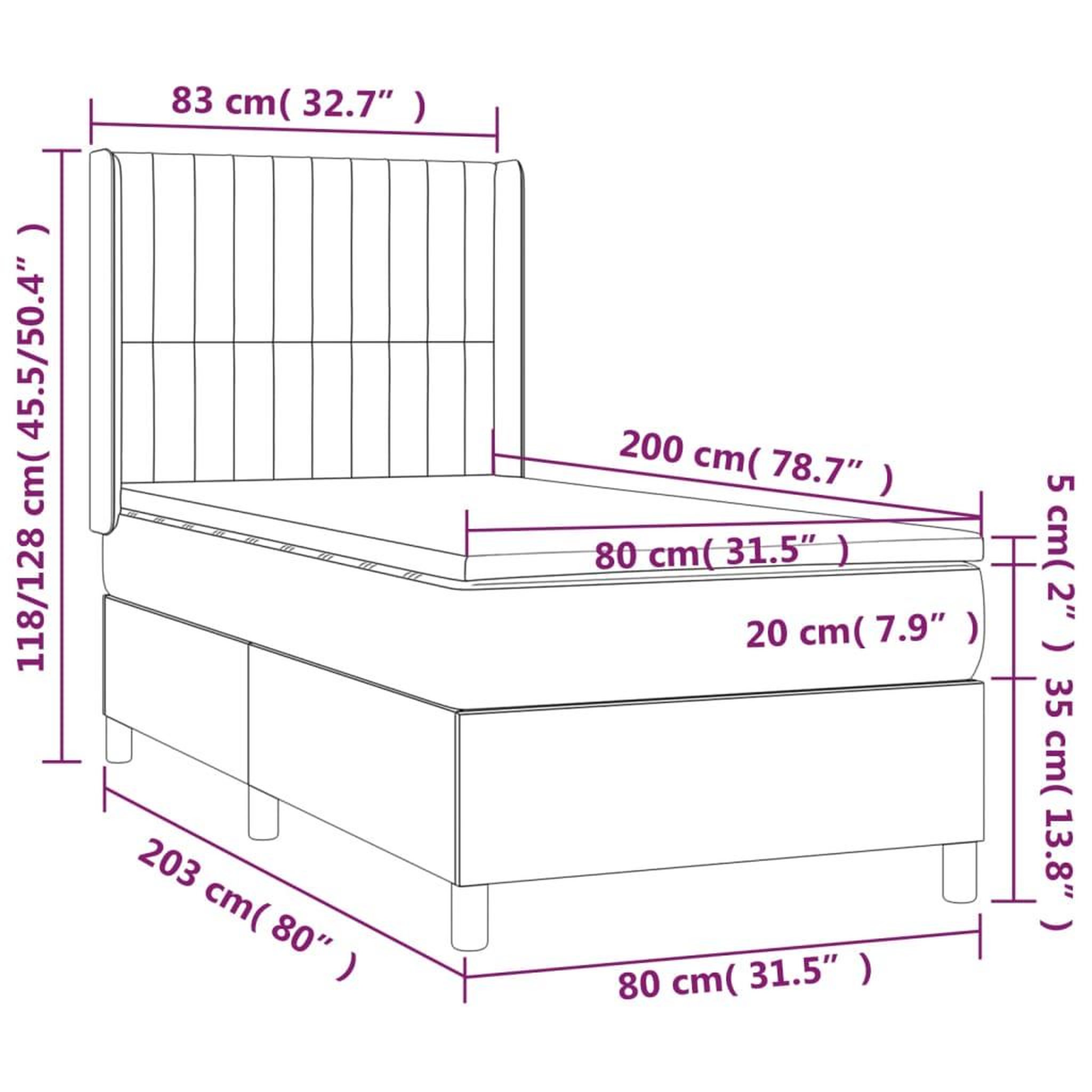 Voir la diapositive 6 : VIDAXL Sommier a lattes de lit matelas LED Marron fonce 80x200cm Tissu
