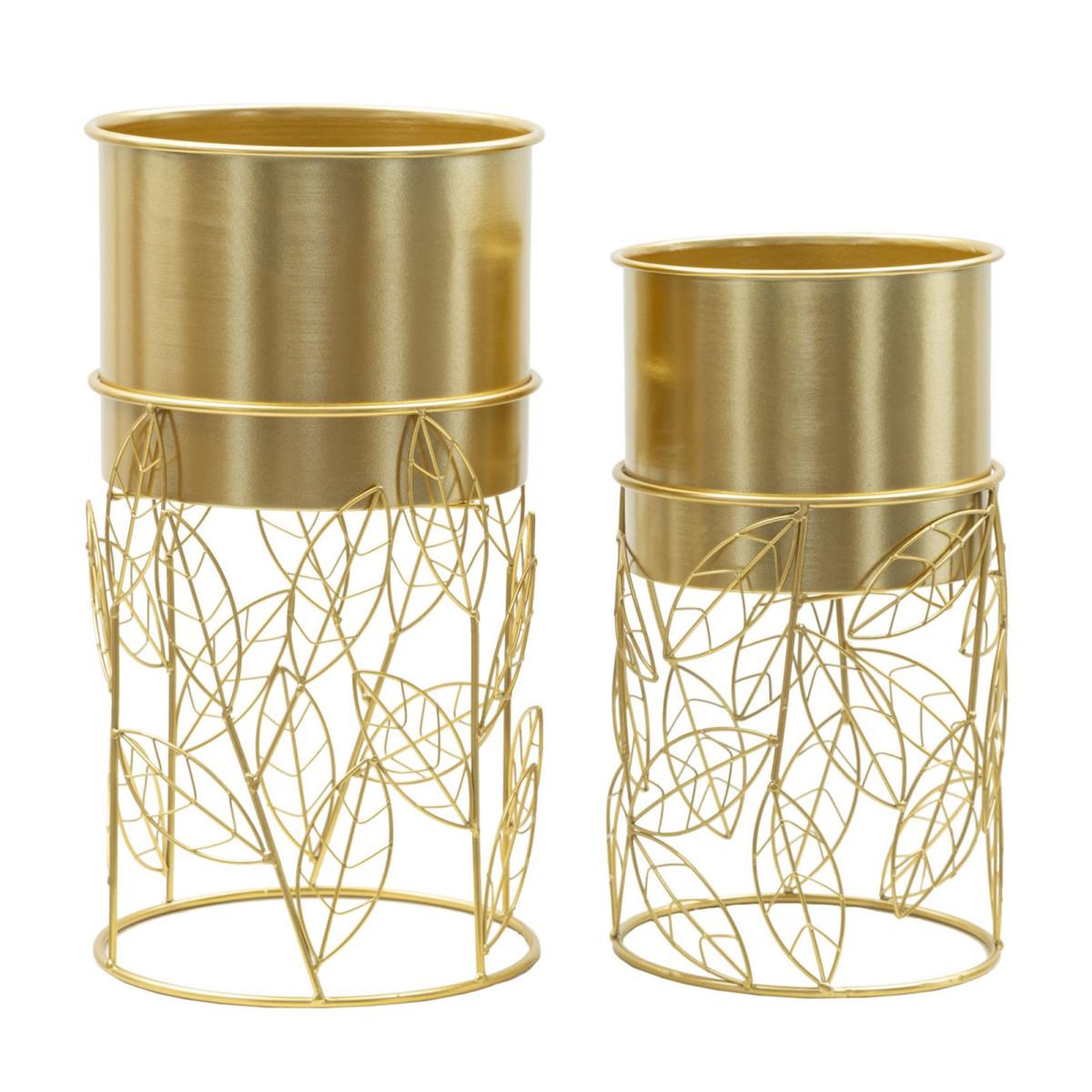 Paris Prix Lot de 2 cache-pots sur pied  livi  43cm or