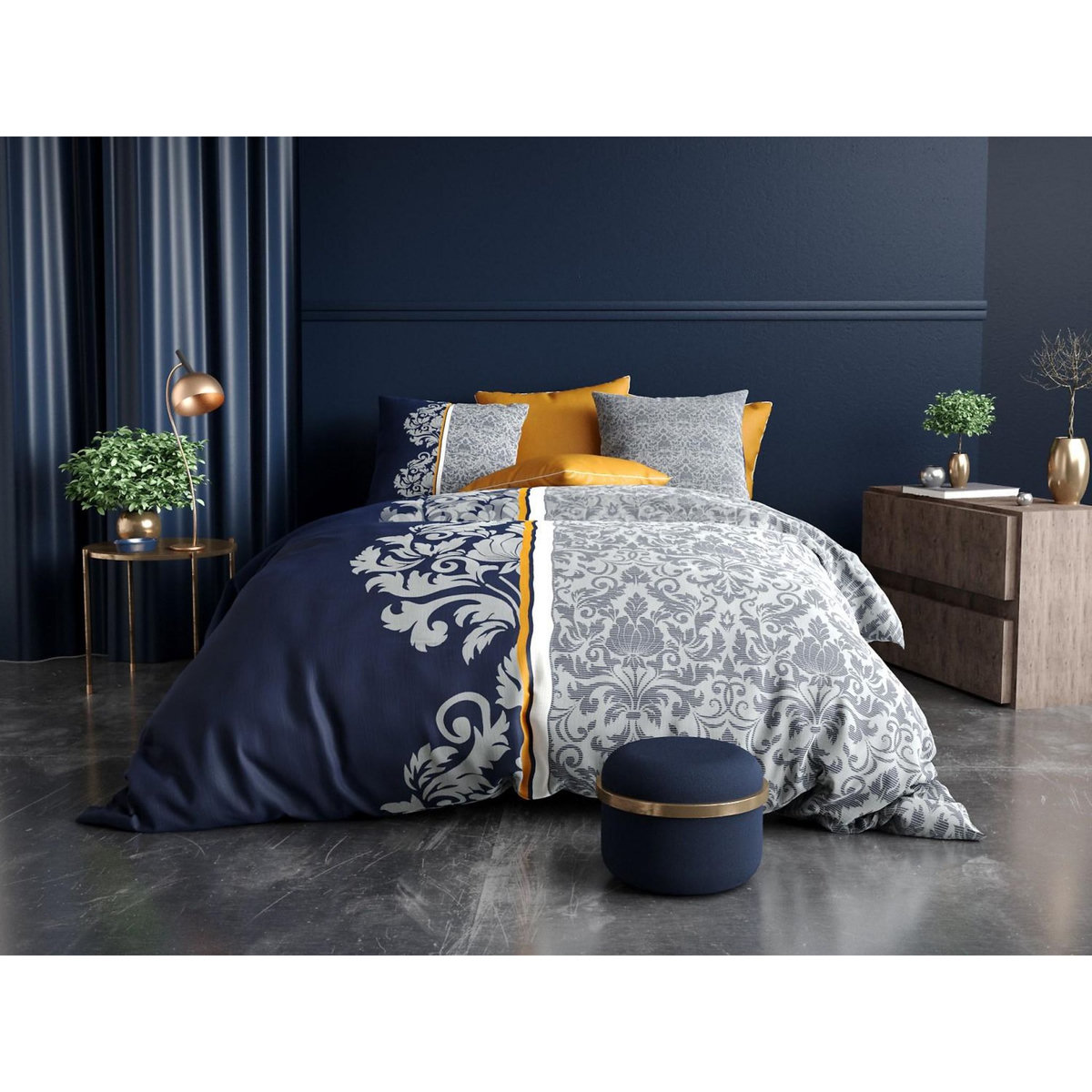 ATELIER DU COTON Parure housse de couette 100% coton 57fils arabesque