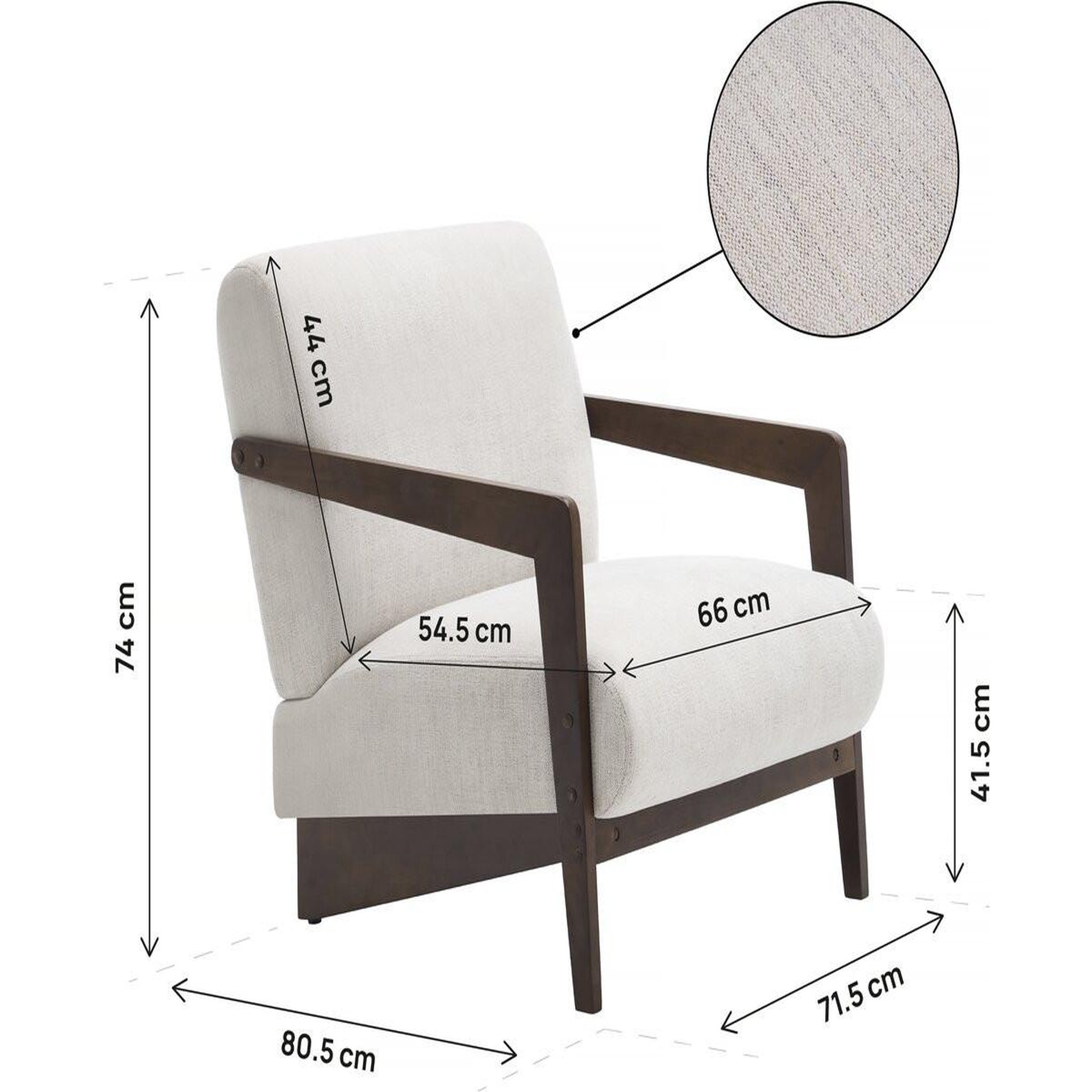 Voir la diapositive 3 : Habitat et Jardin Fauteuil intérieur scandinave en bois et tissu  Lena  - Beige