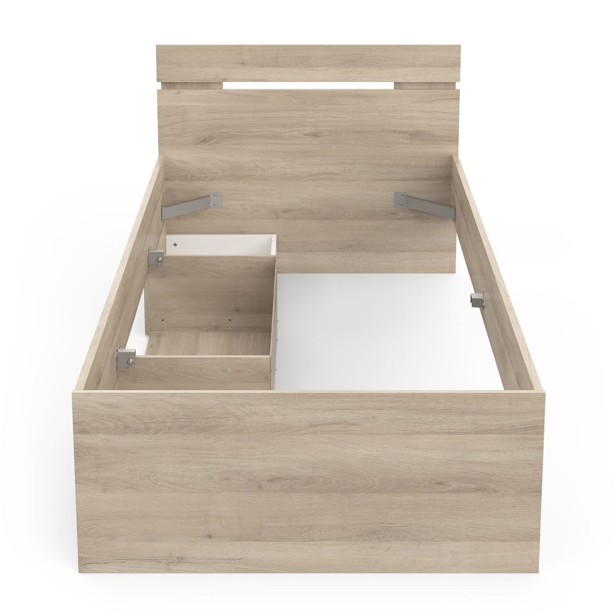 Voir la diapositive 2 : Lit  90x200cm 2 tiroirs 1 niche de rangement GANDY