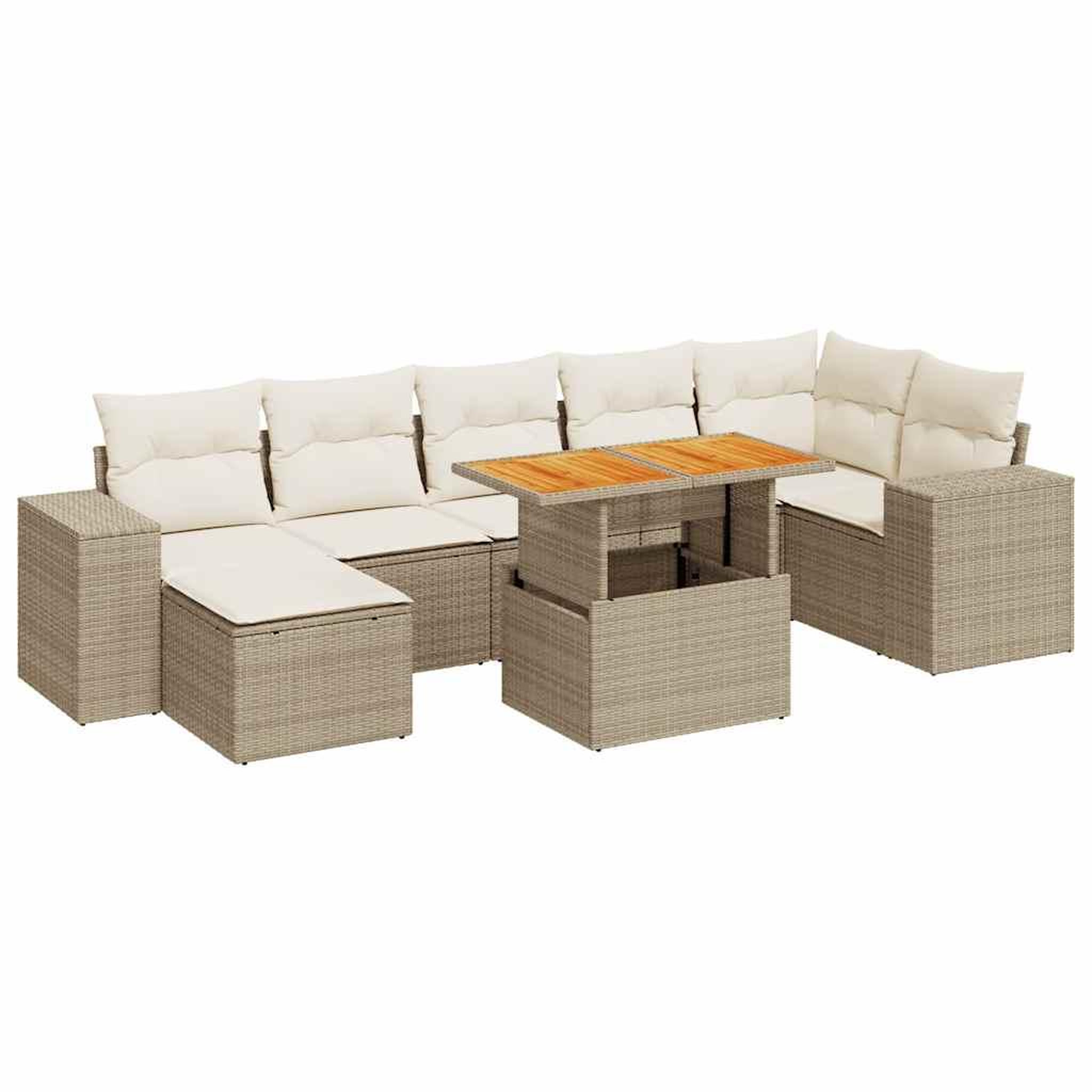 Voir la diapositive 2 : VIDAXL Salon de jardin avec coussins 8 pcs beige resine tressee