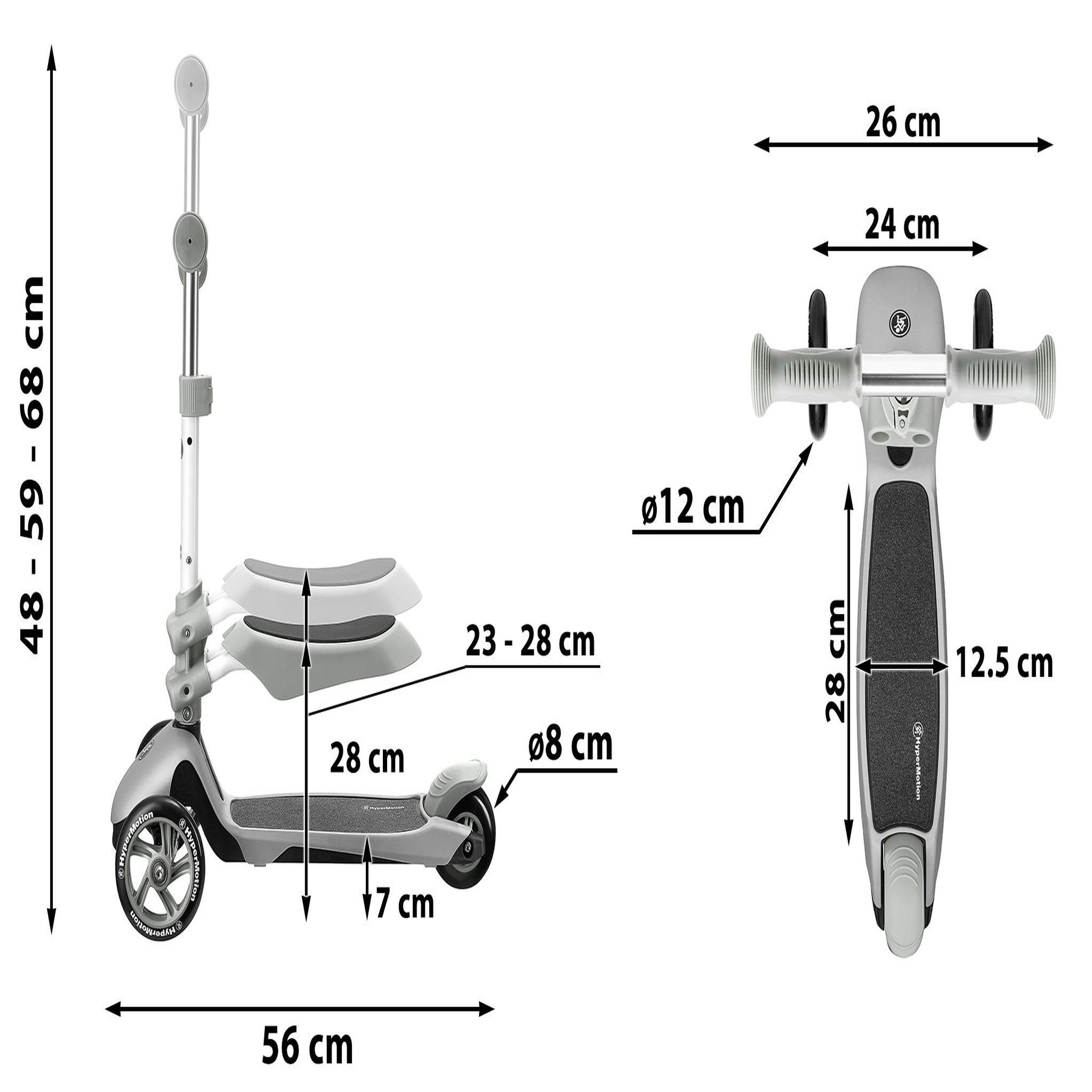 Voir la diapositive 4 : HYPERMOTION Trottinette Évolutive Enfant HyperMotion 3 en 1 avec Siège Amovible et Guidon Réglable