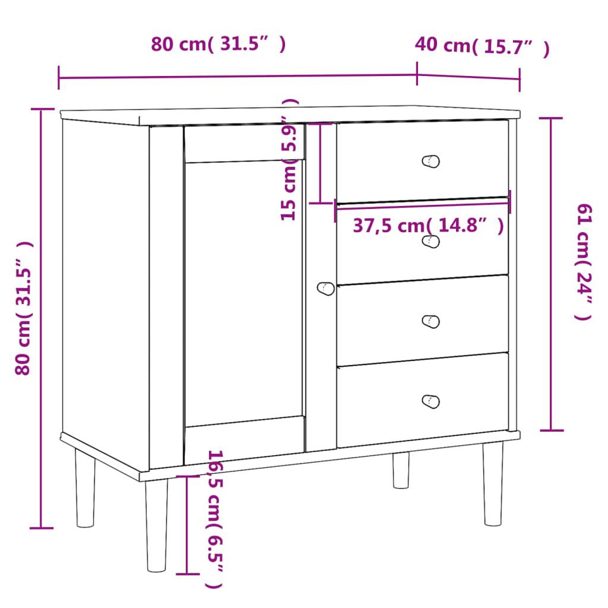Voir la diapositive 6 : VIDAXL Buffet SENJA aspect rotin blanc 80x40x80 cm bois massif de pin