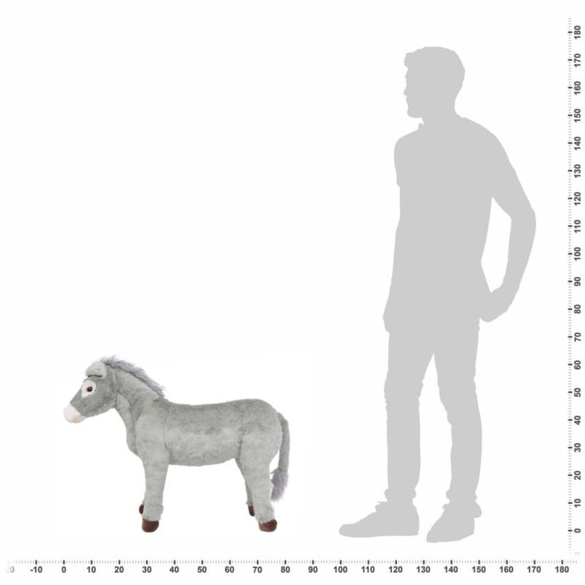 Voir la diapositive 4 : VIDAXL Jouet en peluche Âne Gris XXL