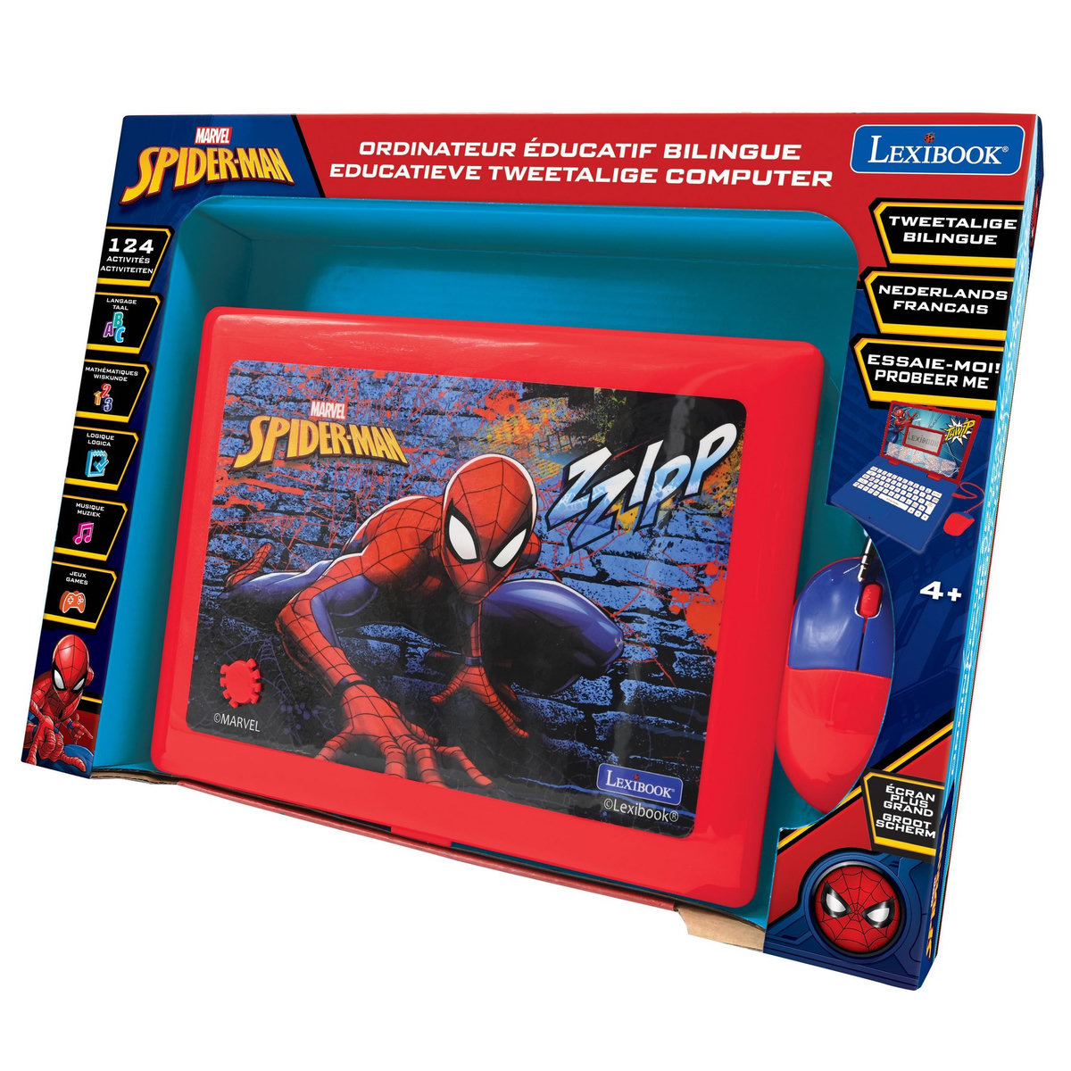 Lexibook Ordinateur portable éducatif bilingue Spiderman (FR/NL)