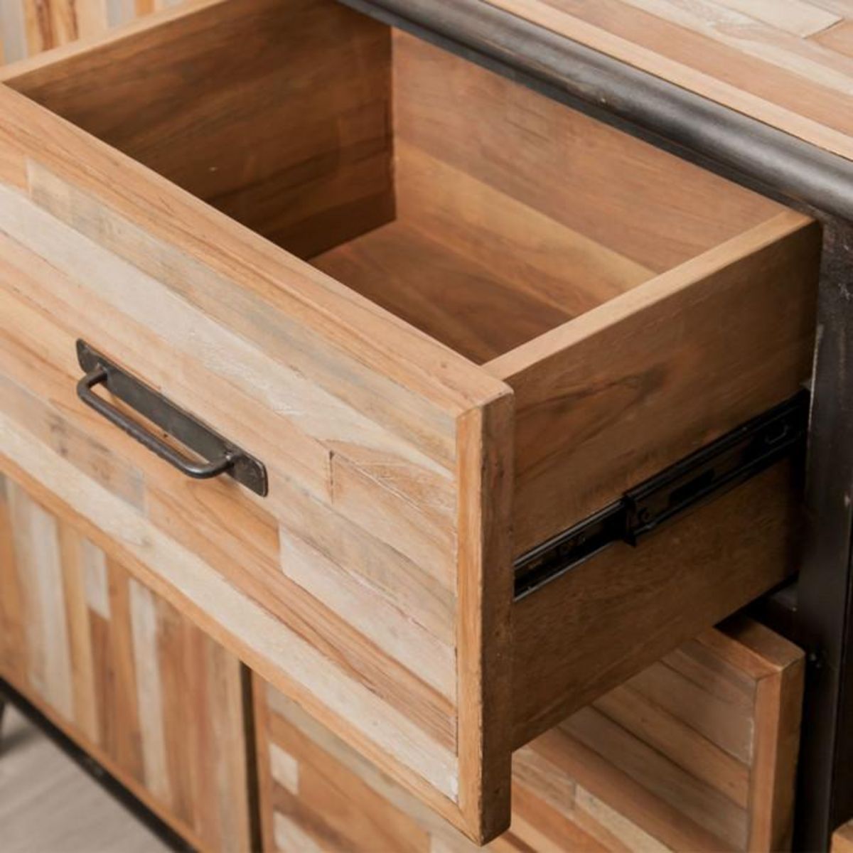 Paris Prix Buffet 2 Portes en Teck Industriel  Fusion  140cm Naturel