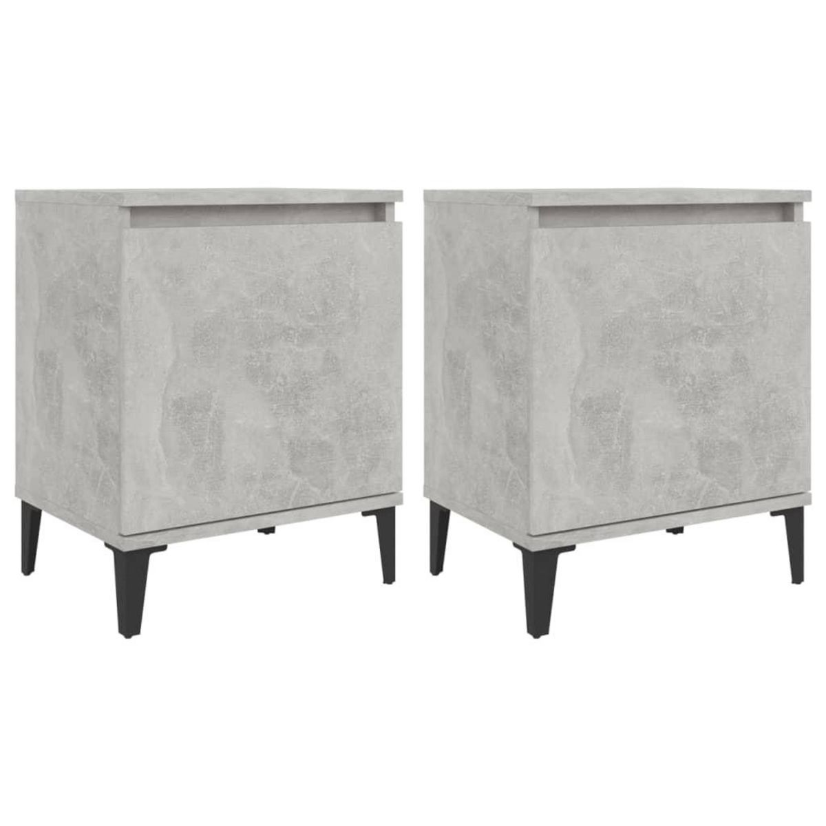 VIDAXL Tables de chevet avec pieds en metal gris beton 40x30x50 cm
