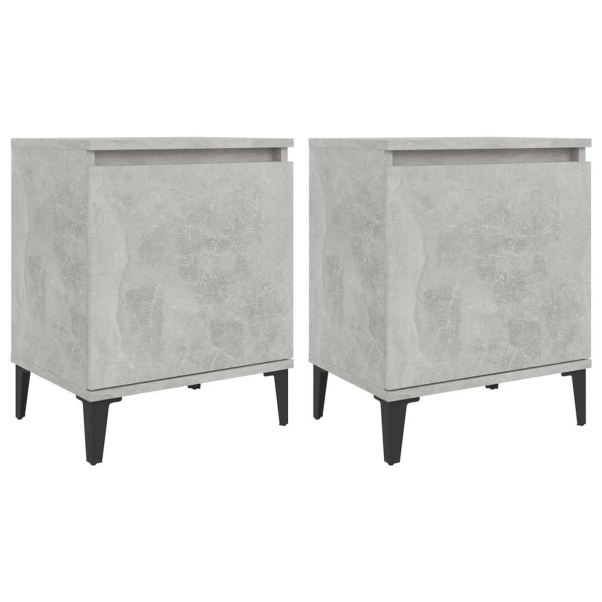 VIDAXL Tables de chevet avec pieds en metal gris beton 40x30x50 cm