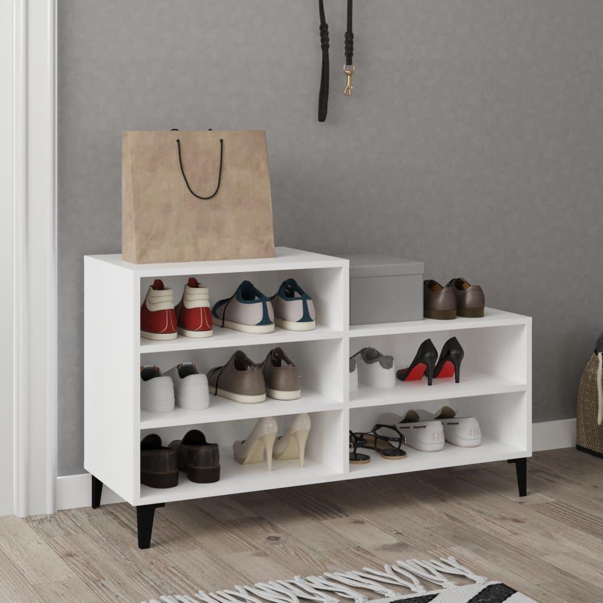 Voir la diapositive 1 : VIDAXL Armoire a chaussures Blanc 102x36x60 cm Bois d'ingenierie