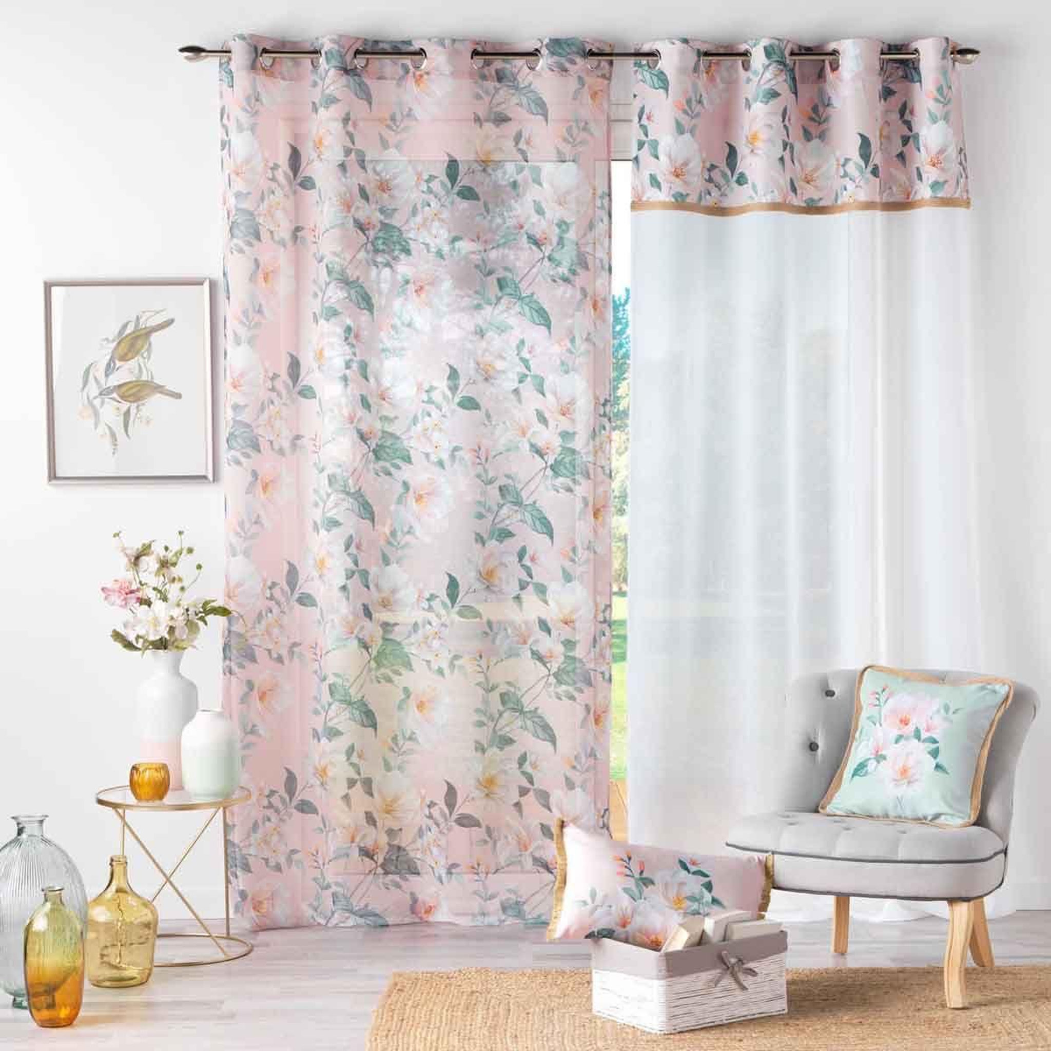 Voir la diapositive 4 : Douceur d'Intérieur Rideau voilage à œillets  alissia  140x280cm rose