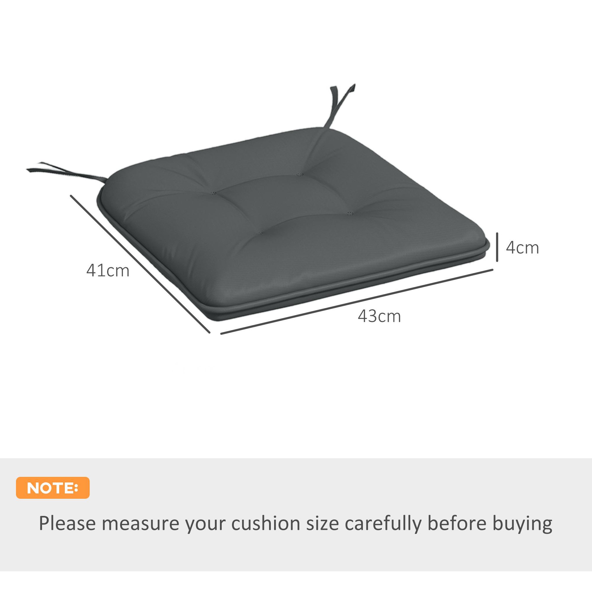 Voir la diapositive 3 : OUTSUNNY Lot de 4 coussins de chaises de jardin polyester gris foncé