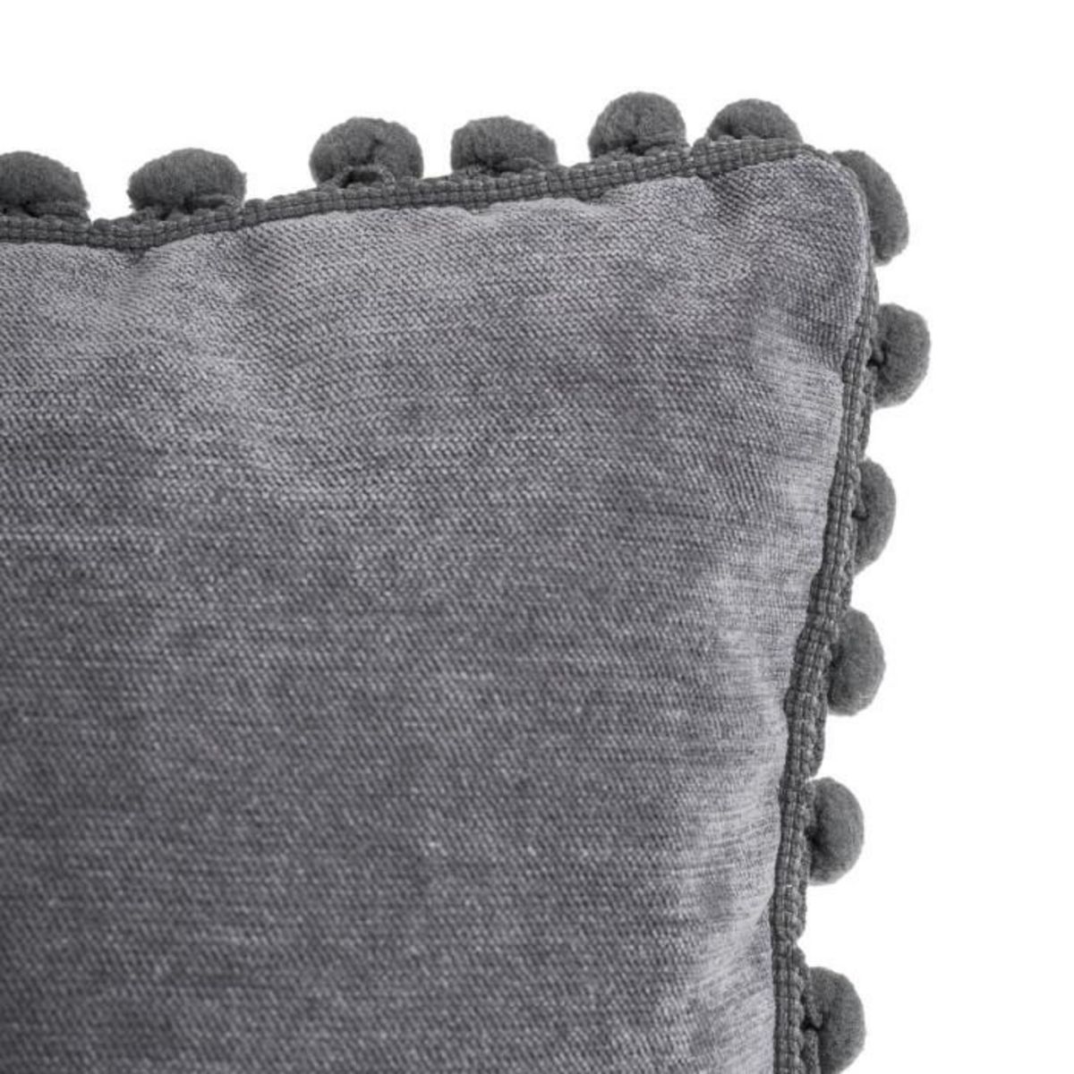 Paris Prix Coussin à Pompons  Jao  40x40cm Gris Foncé