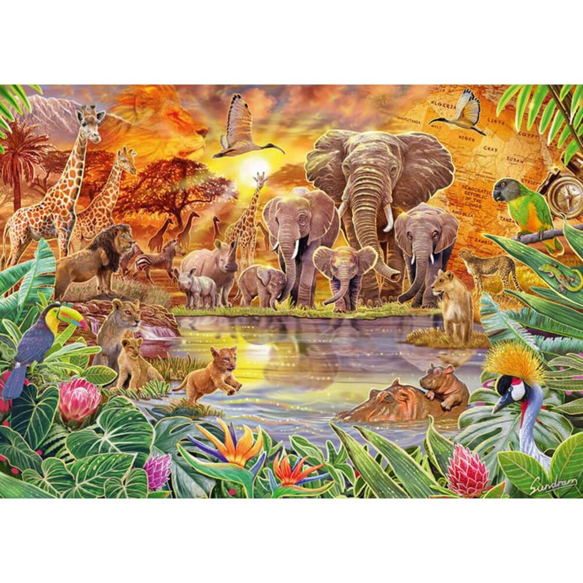 Schmidt Puzzle 1000 pièces : Les animaux d'Afrique