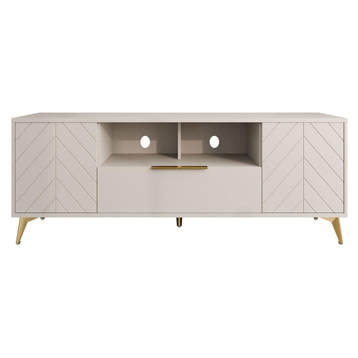 BEST MOBILIER Boccioni - meuble tv - beige - 2 portes, 1 tiroir et 1 niche - 200 cm