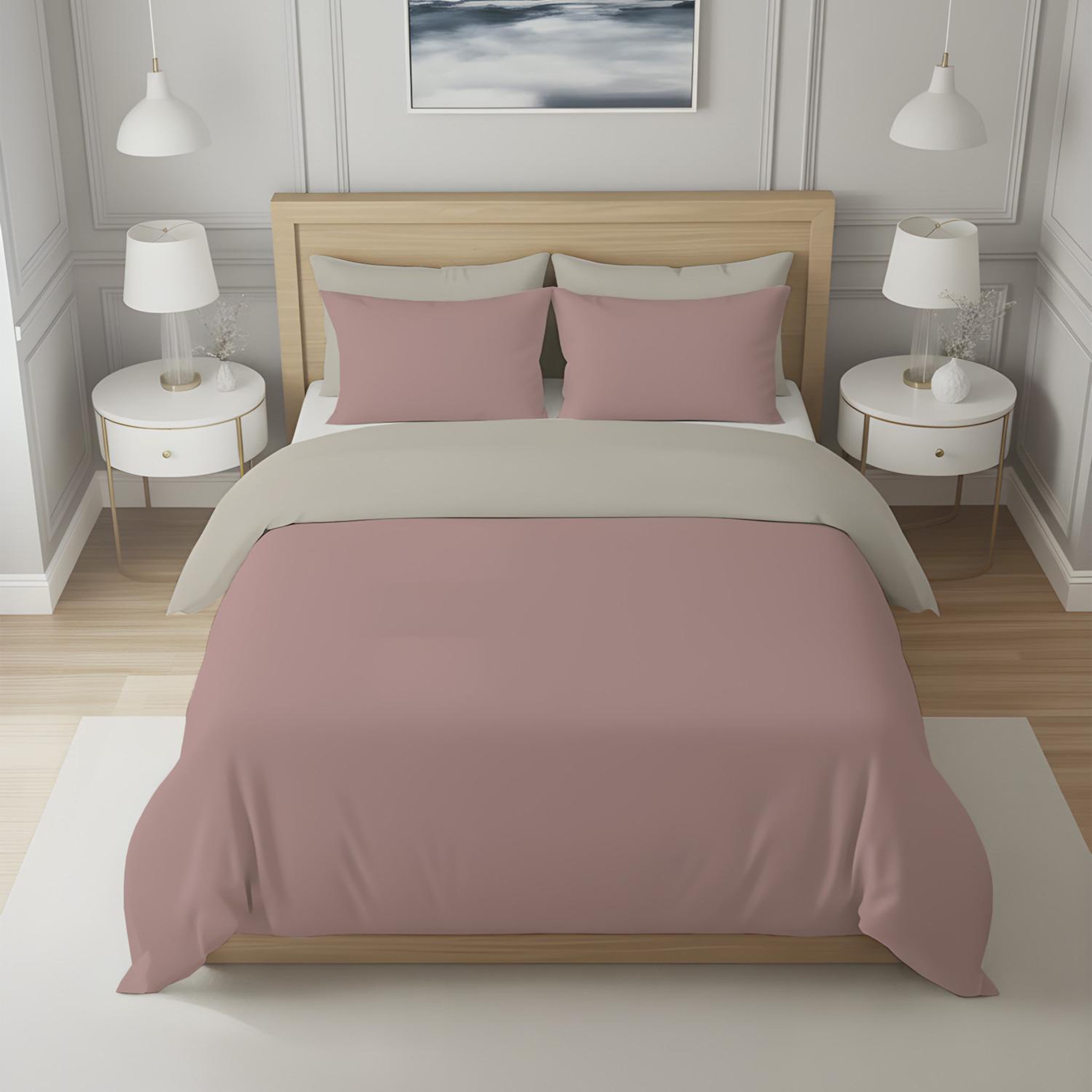 SOLEIL D'OCRE Housse de couette bicolore en coton 57 fils uni, par soleil d'ocre. Coloris disponibles : Bicolore